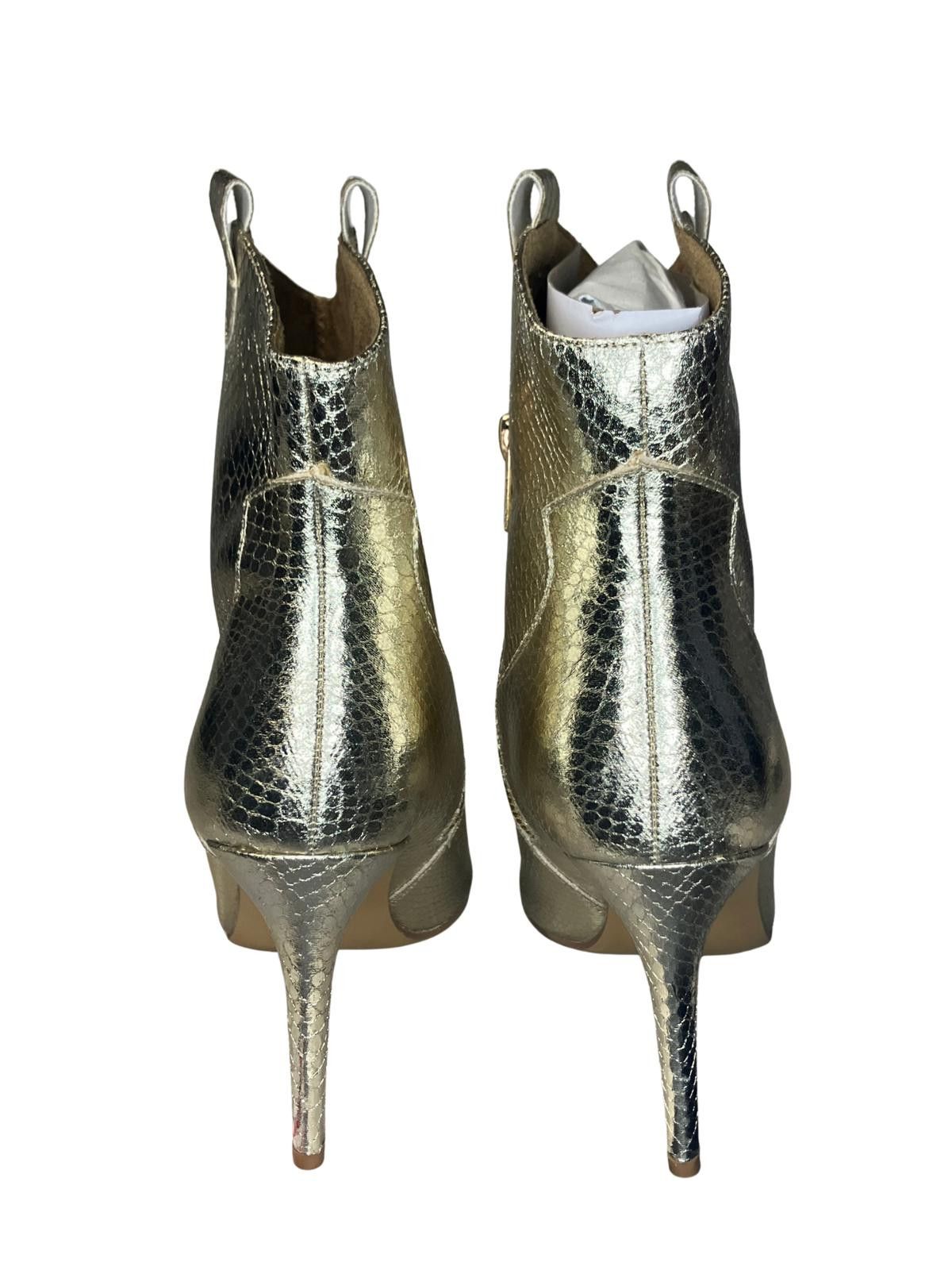 Other Shushop Yaneli Gold Snakeskin Heeled Ankle Boots Size 10 Size US 10 / IT 40 - 3 Thumbnail
