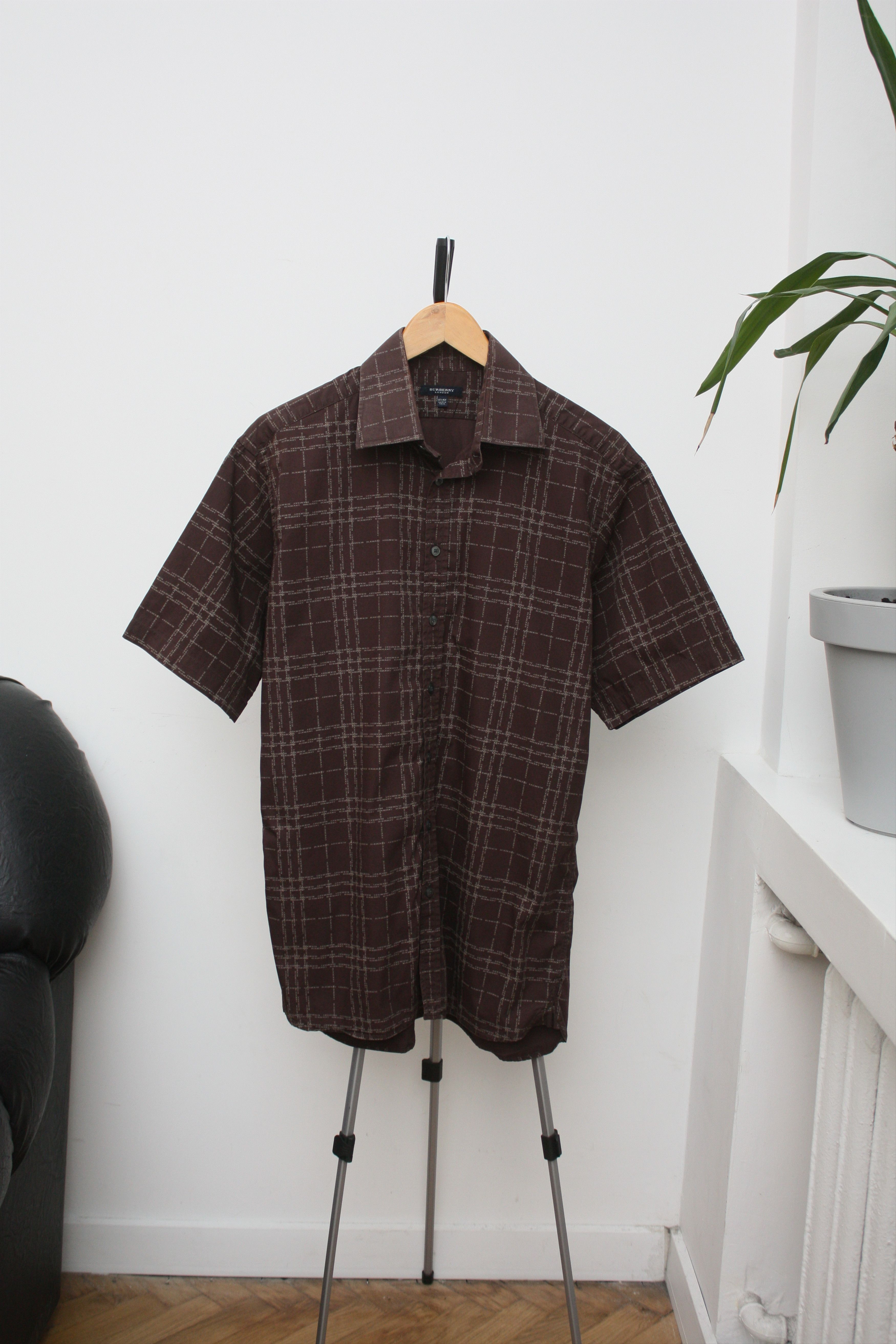 Burberry Burberry Brown Checkered Short Sleeve Shirt 16 1/2 | 42 Size US M / EU 48-50 / 2 - 2 Thumbnail