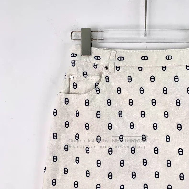 Hermes Hermes White pig nose full print cotton casual denim half Size 25" / US 0 / IT 36 - 3 Thumbnail