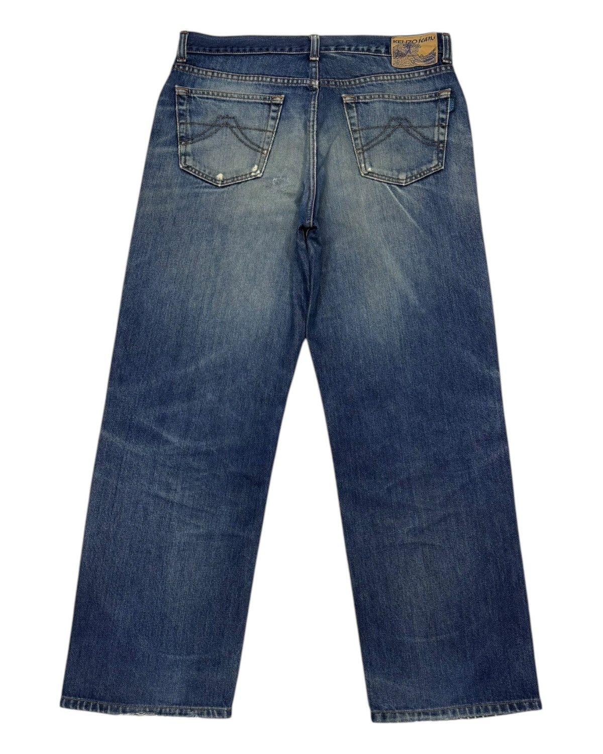Kenzo × Vintage Vintage KENZO Ripped Distressed BAGGY JEANS Size US 33 - 8 Thumbnail