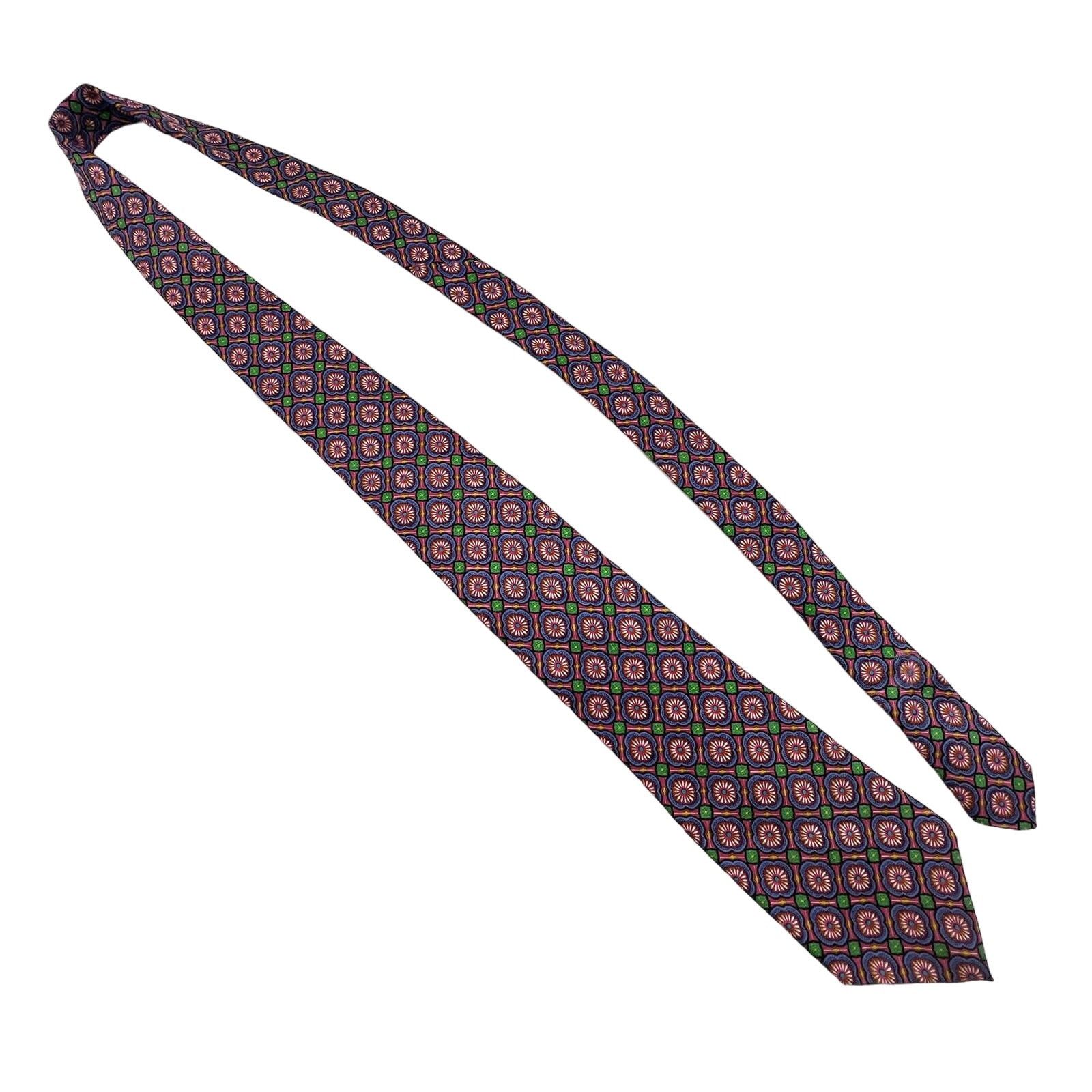 J.Crew × Vintage J. Crew Silk Foulard Print Tie Pink Vintage Pink Purple Size ONE SIZE - 2 Thumbnail