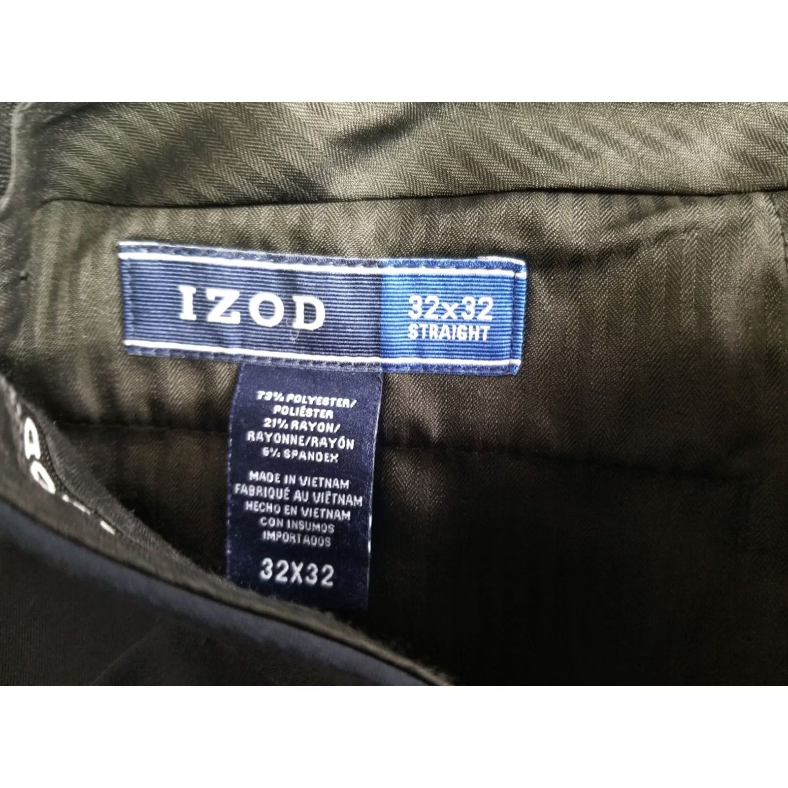 Izod Izod Mens Size 32x32 Navy Blue Straight Fit Dress Pants Chino Flat Front Business Formal Workwear Size US 32 / EU 48 - 7 Thumbnail