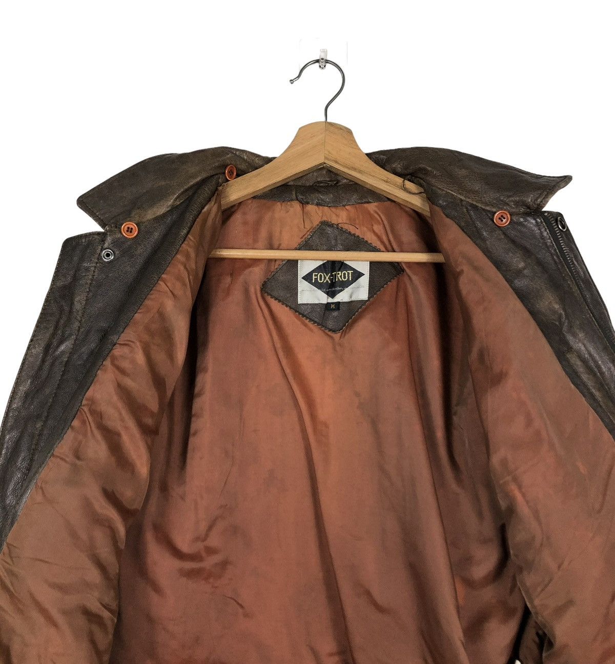 Japanese Brand 🔥VINTAGE FLY BOMBER LEATHER JACKET FOX-TROT JAPAN MADE Size US M / EU 48-50 / 2 - 14 Thumbnail