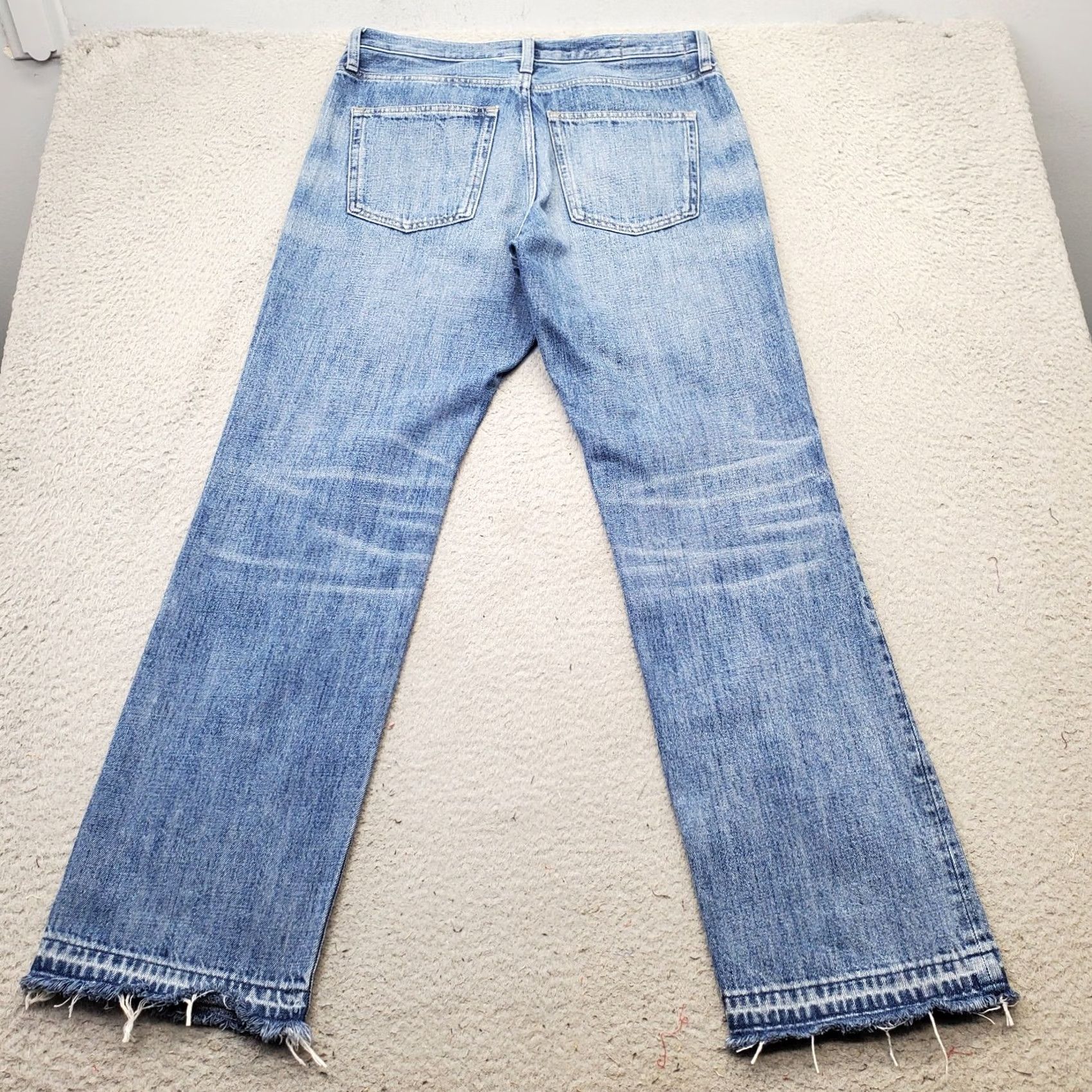 J.Crew J.Crew Jeans Womens 27 Blue Denim Faded Frayed Hem Whiskered Straight Leg 9692-3 Size 27" / US 4 / IT 40 - 2 Thumbnail
