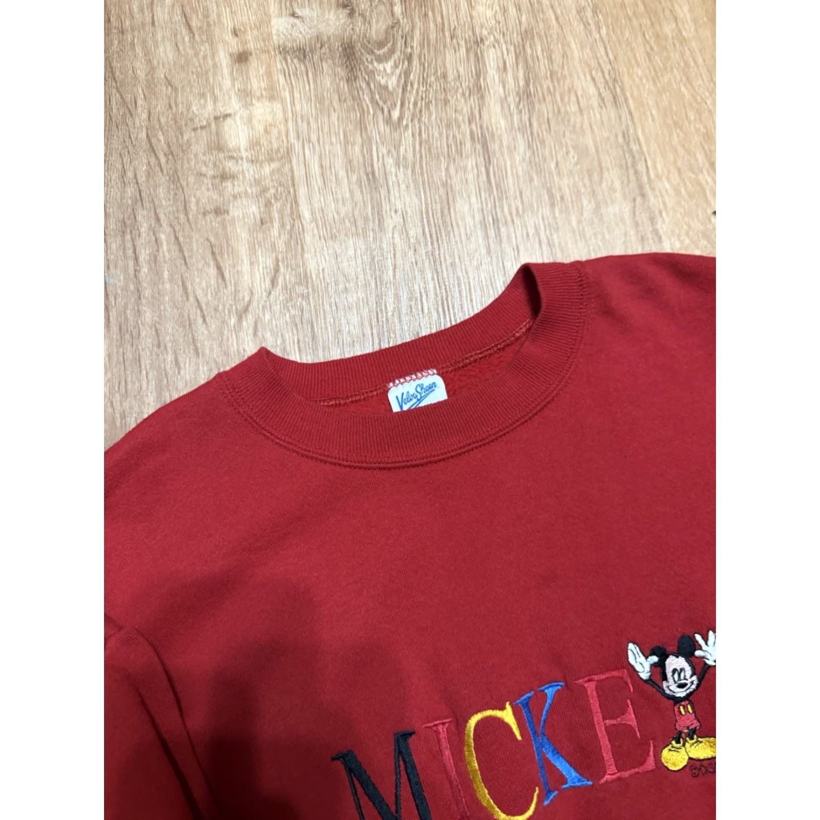 Velva Sheen VINTAGE Mickey Mouse Sweatshirt XL Red Velva Sheen Crew Neck Long Sleeve Red Mens Size US XL / EU 56 / 4 - 4 Thumbnail