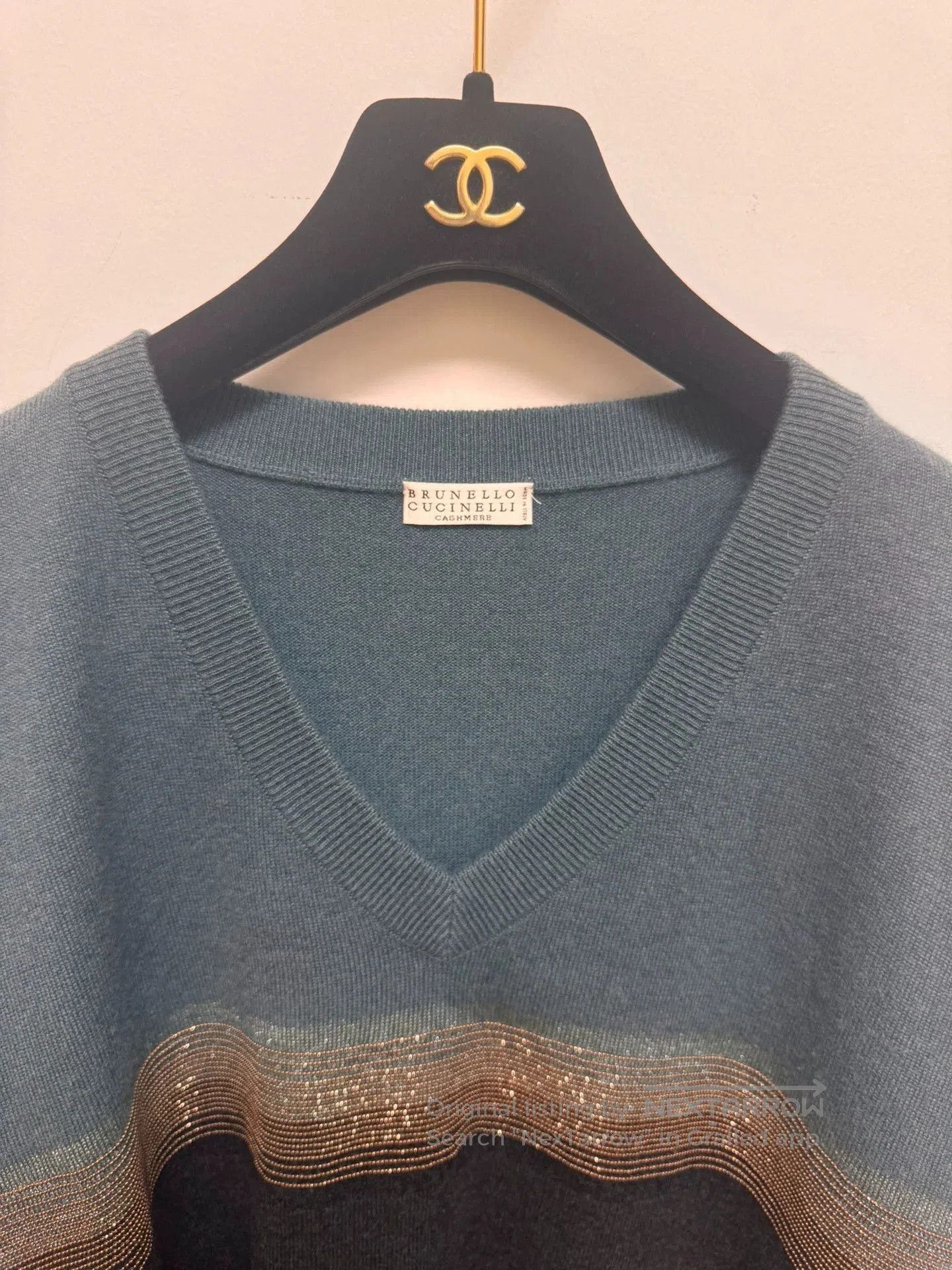 Brunello Cucinelli luxurious blue-gray cashmere knit sweater. Size US XS / EU 42 / 0 - 3 Thumbnail
