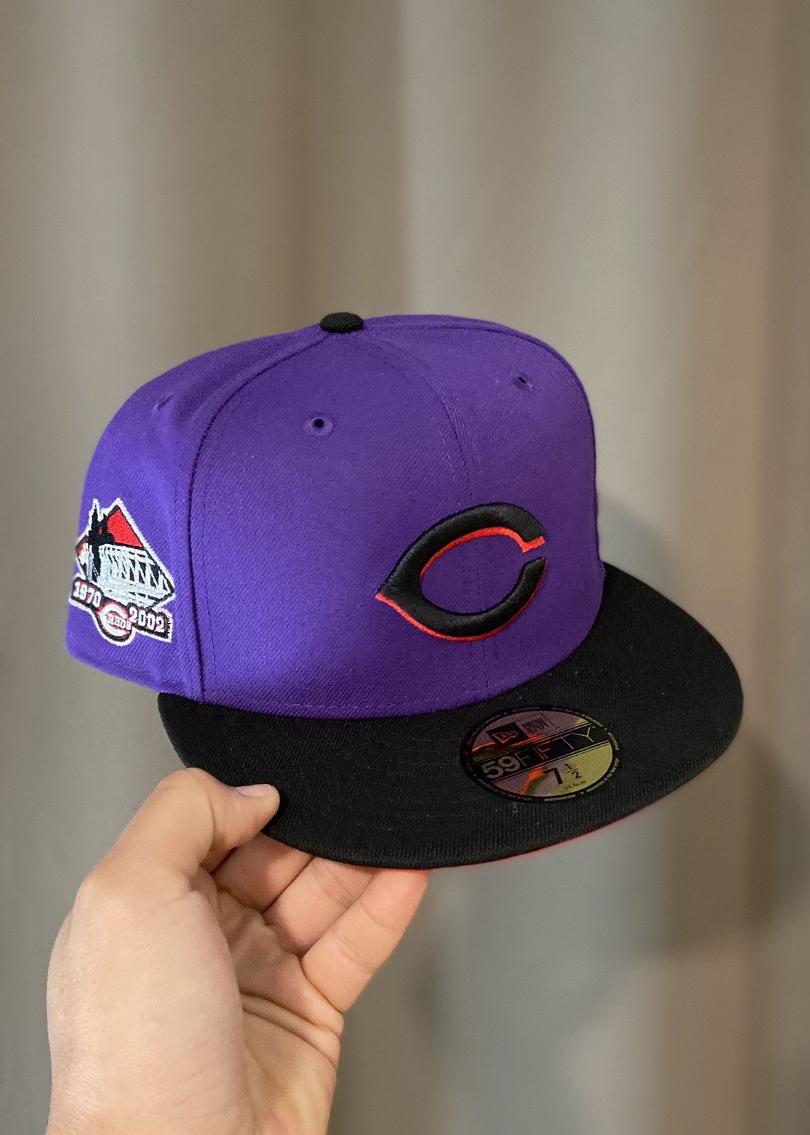 image of Hat Club Cincinatti Reds T Dot 7 1/2 New Era 59Fifty in Purple, Men's