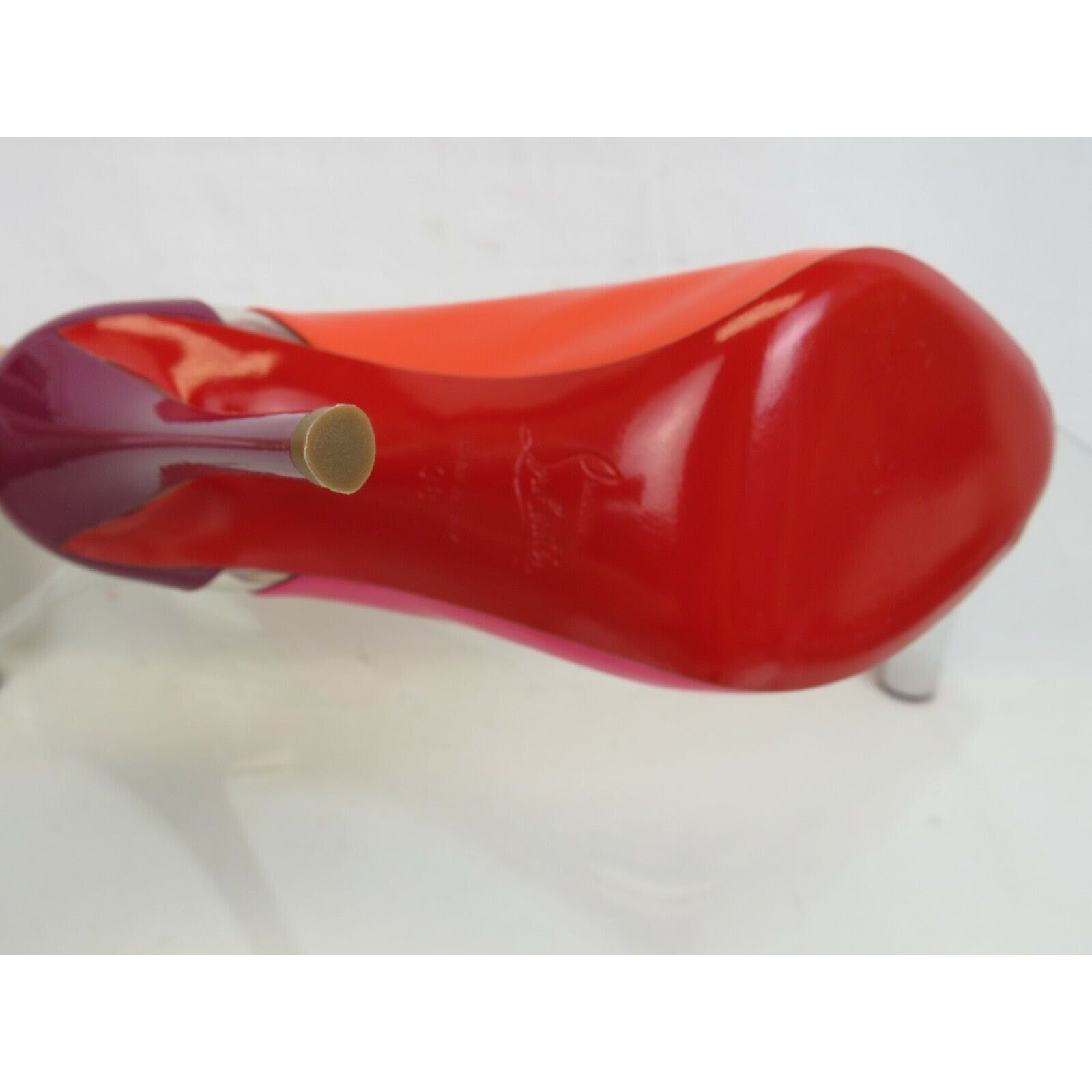 Christian Louboutin TECHNICATINA 120 MULTICOLOR PATENT LEATHER PVC PEEP PUMPS 38 Size US 8 / IT 38 - 10 Thumbnail