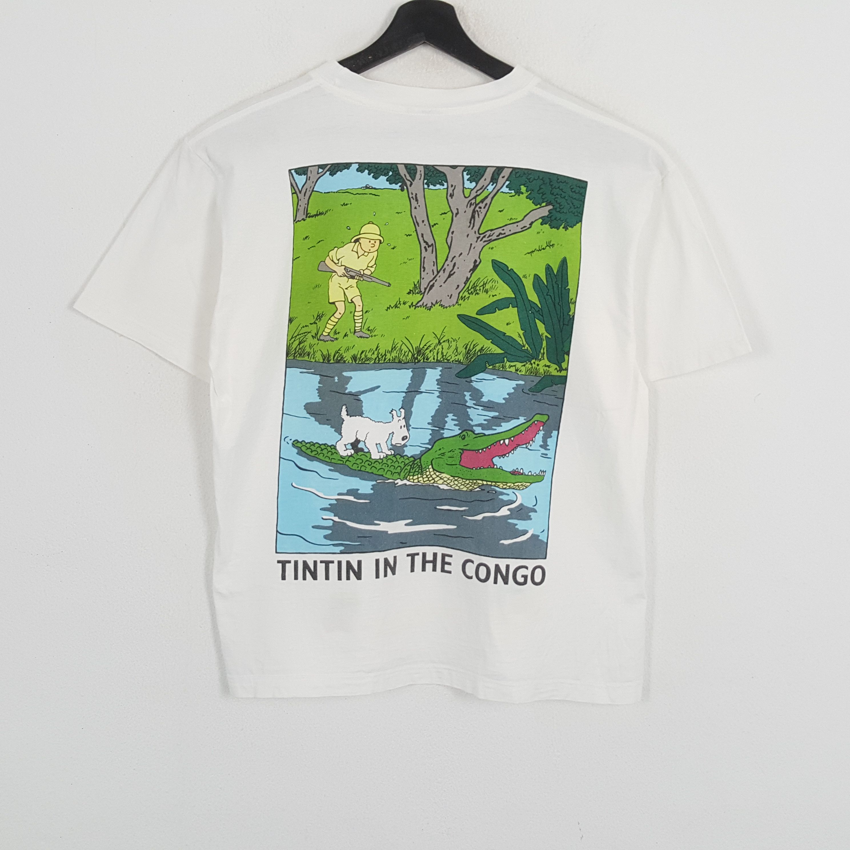 Vintage TINTIN IN THE CONGO Cartoon Streetwear Tshirt Size US L / EU 52-54 / 3 - 1 Thumbnail