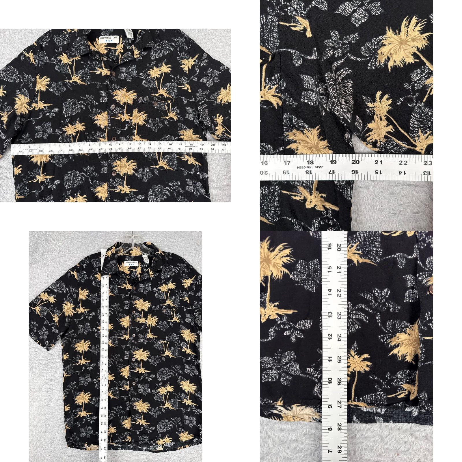 Vintage Covington Shirt Men Medium Black Beige Palm Tree 100% Rayon Button Up Hawaiian Vintage No Size US M / EU 48-50 / 2 - 8 Thumbnail