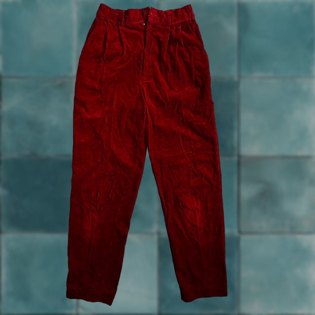 VINTAGE Slim Corduroy Pants Womens 8 Red 70s 80s Hippie High Rise Hipster