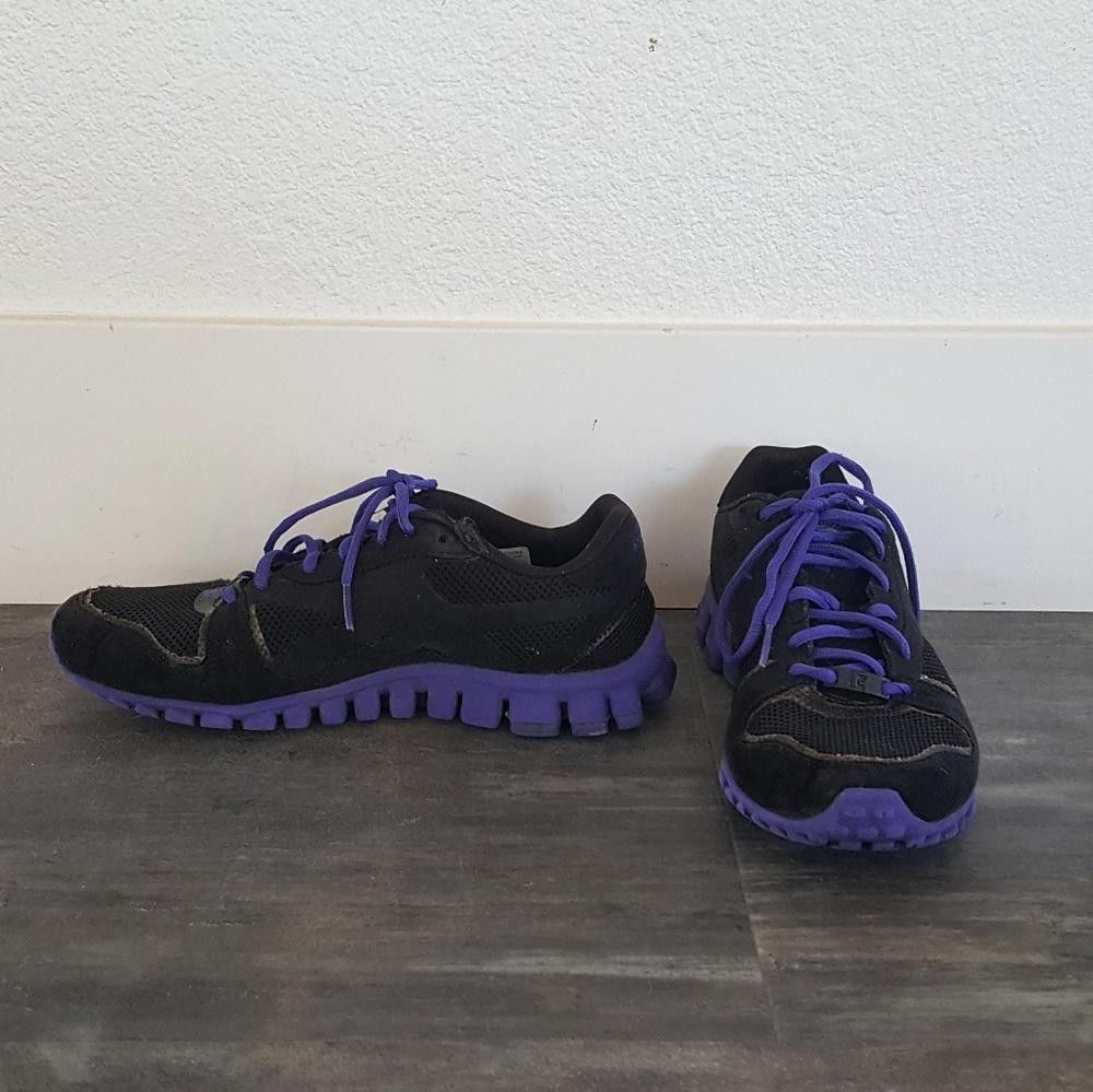 Reebok Black Purple Reebok Sneaks Size US 7 / IT 37 - 2 Thumbnail