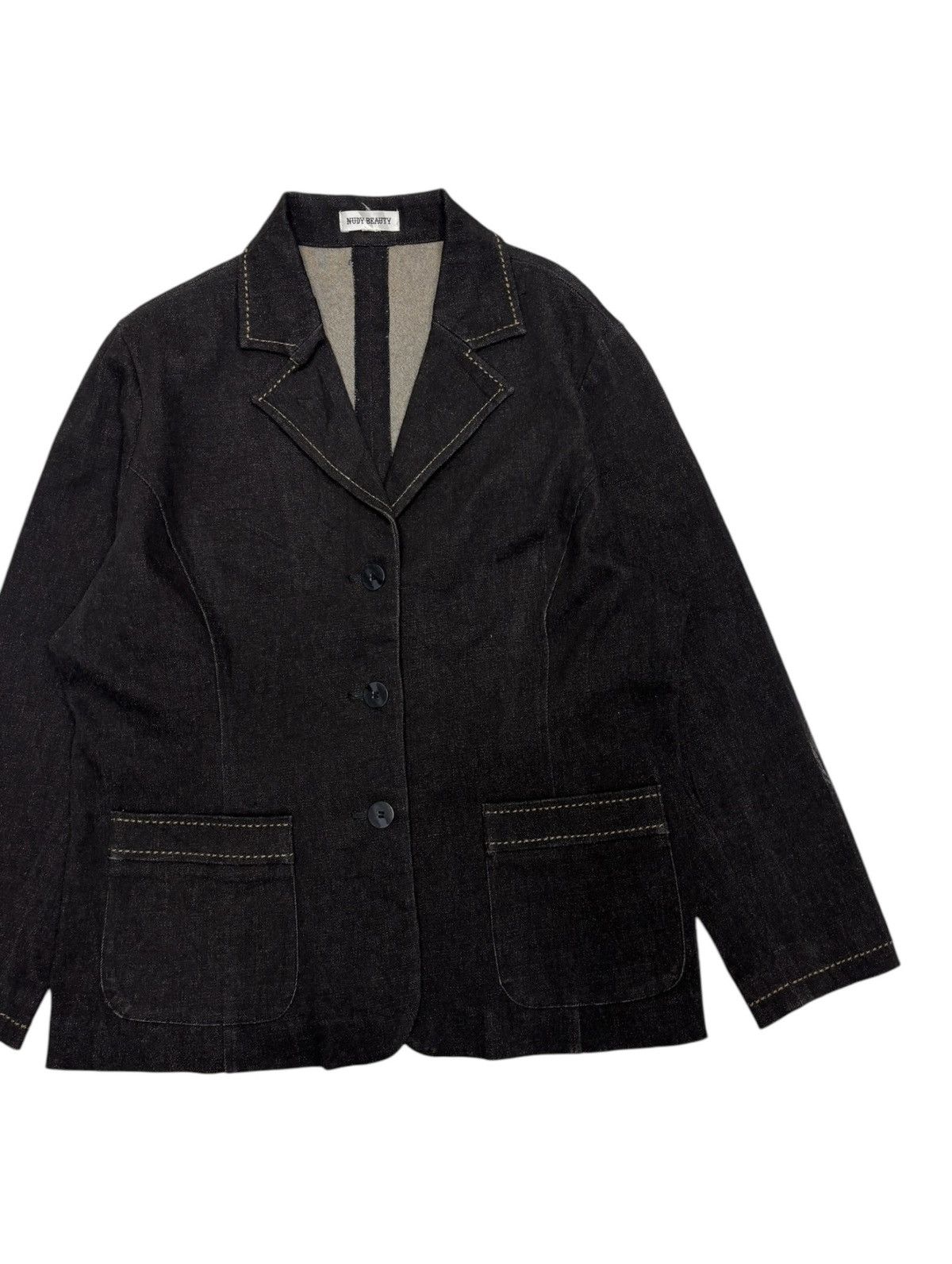 If Six Was Nine × Japanese Brand × Le Grande Bleu (L.G.B.) RARE❤️‍🔥TOKYO NUDY BEAUTY BLACK DENIM BLAZER JACKET 3 BUTTON Size US M / EU 48-50 / 2 - 6 Thumbnail
