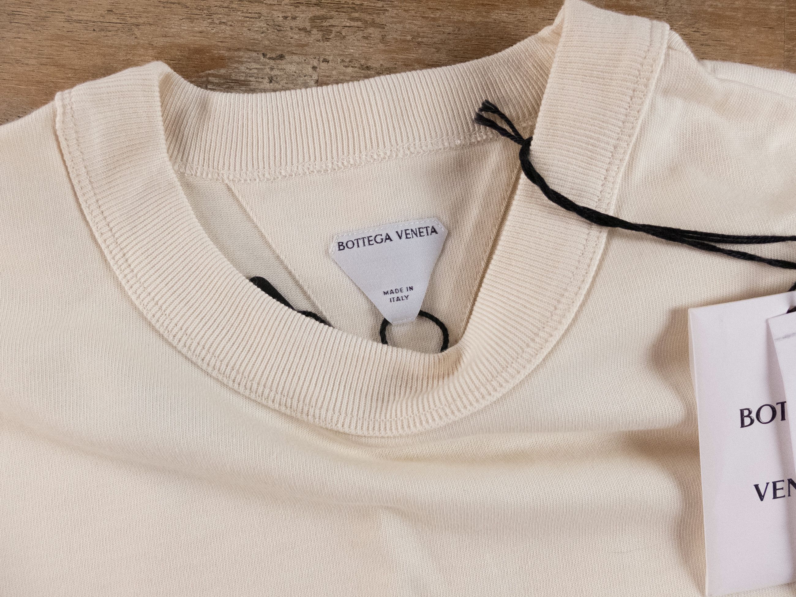 Bottega Veneta BOTTEGA VENETA cream Japanese jersey oversize crop t-shirt q Size L / US 10 / IT 46 - 8 Thumbnail