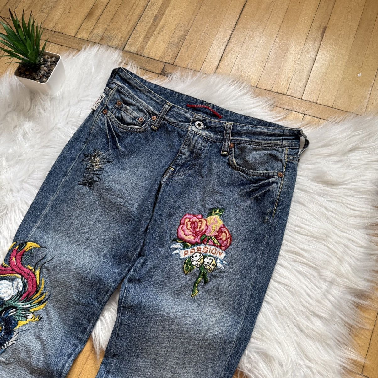 If Six Was Nine 📌 Vintage Ra.Re Y2K Ed Hardy style Bootcut Low Rise Jeans Size 28" / US 6 / IT 42 - 8 Thumbnail