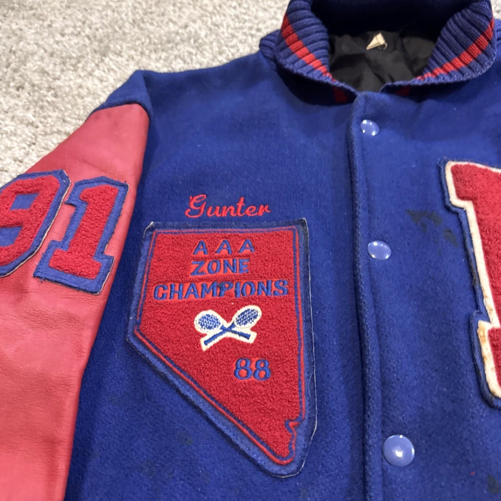 Vintage VINTAGE 1988 Arizona Tennis Champions Letterman Varsity Jacket XL Red Blue “R” Men Size US XL / EU 56 / 4 - 6 Thumbnail