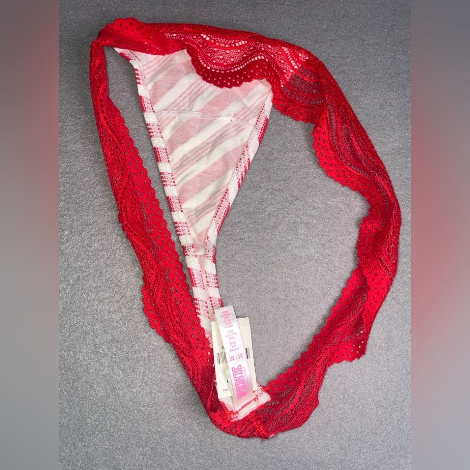 Victoria's Secret Victoria’s Secret Thong Panty Candy Stripes NEW Medium Size ONE SIZE - 7 Thumbnail