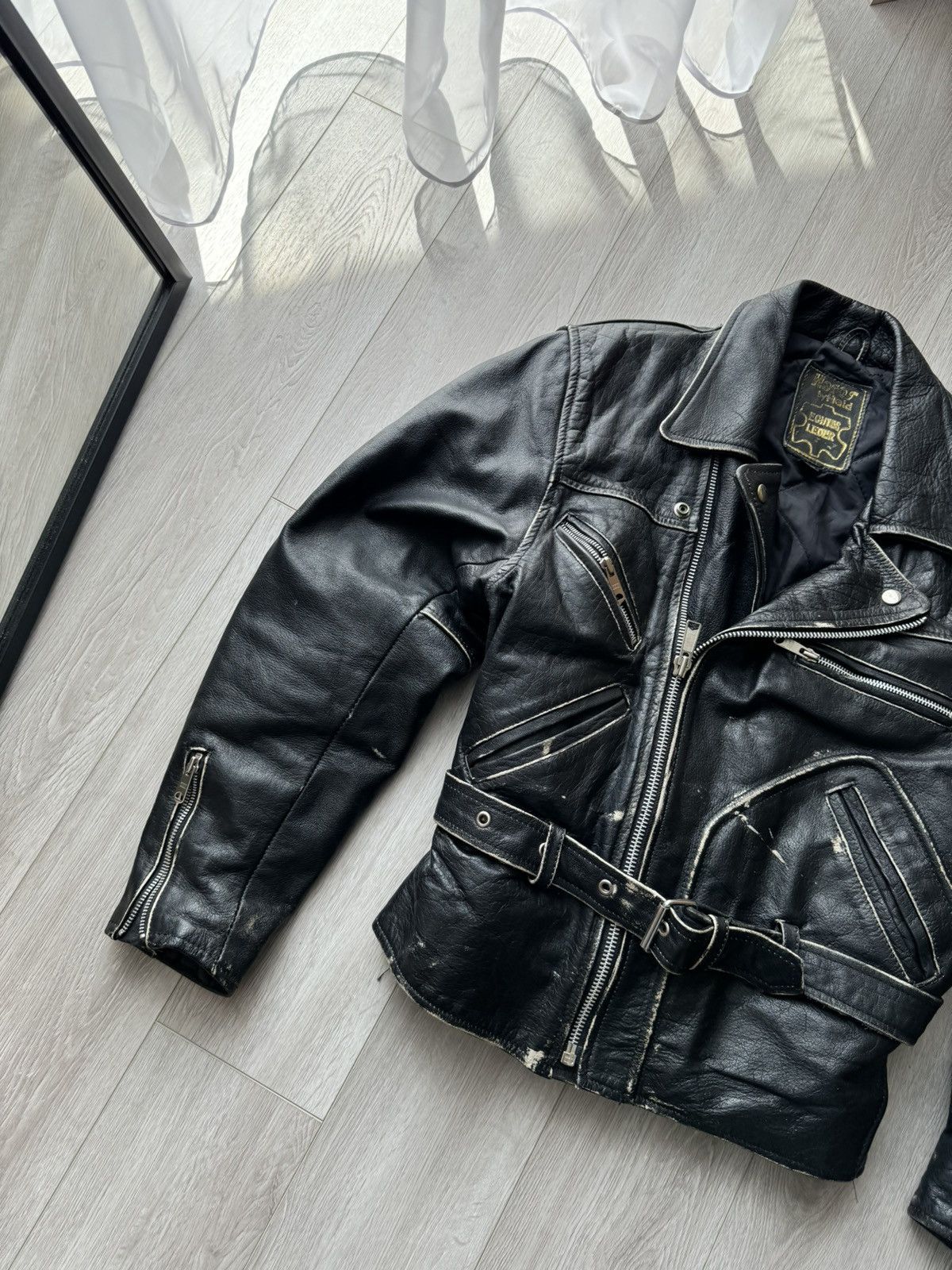 Vintage RARE 🔥 VINTAGE 90S FAST BLACK LEATHER MOTO BIKER JACKET Size US L / EU 52-54 / 3 - 2 Thumbnail