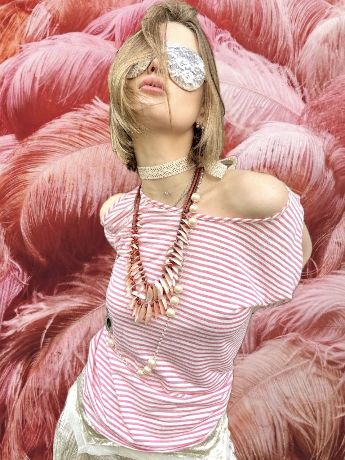 Vintage Vintage pink cotton one sleeved shirt Size S / US 4 / IT 40 - 1 Thumbnail