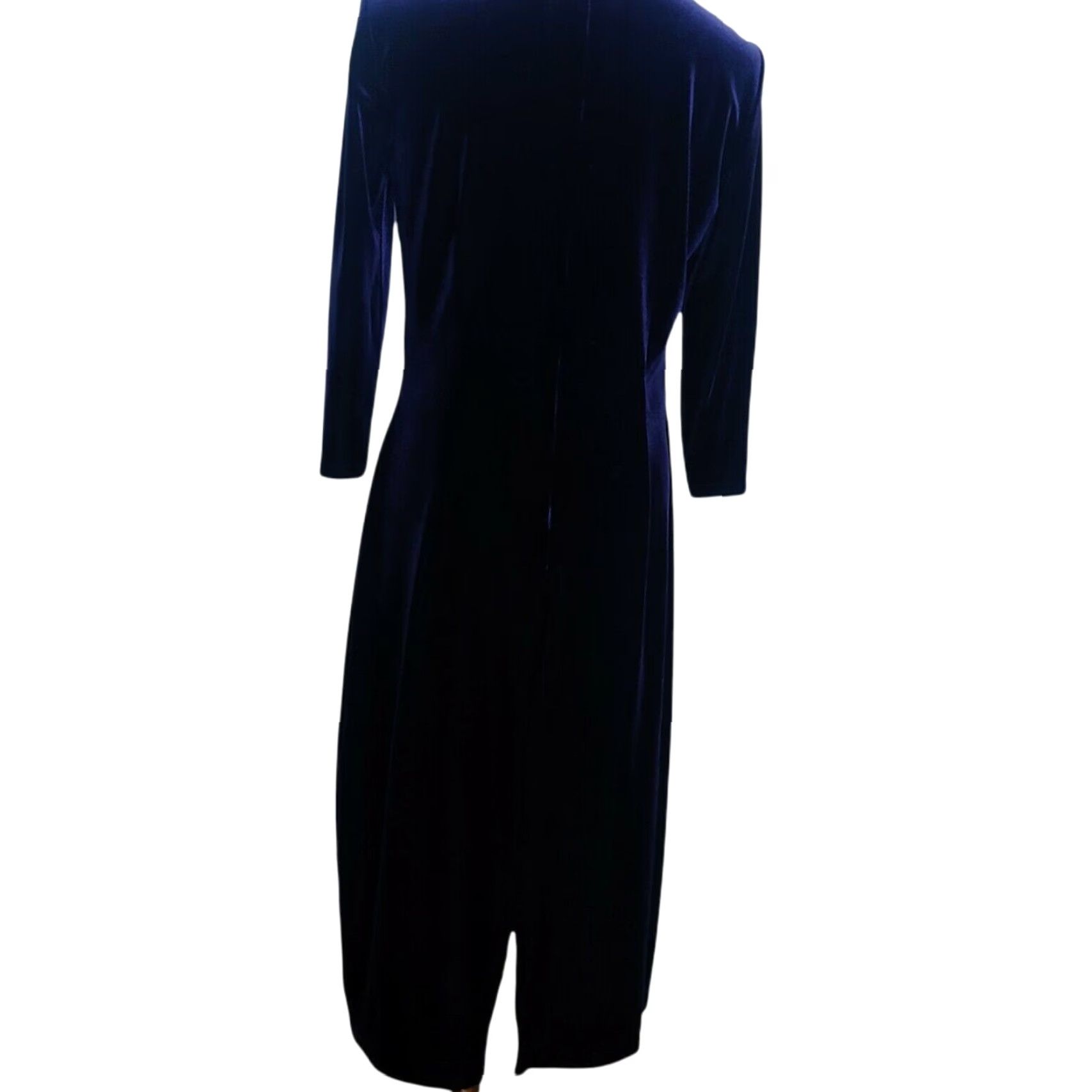 Vintage VINTAGE JS Collections Purple Velour Dress 1990s 12 Knee Length Bodycon Velvet Party Dress Womens Size XL / US 12-14 / IT 48-50 - 4 Thumbnail