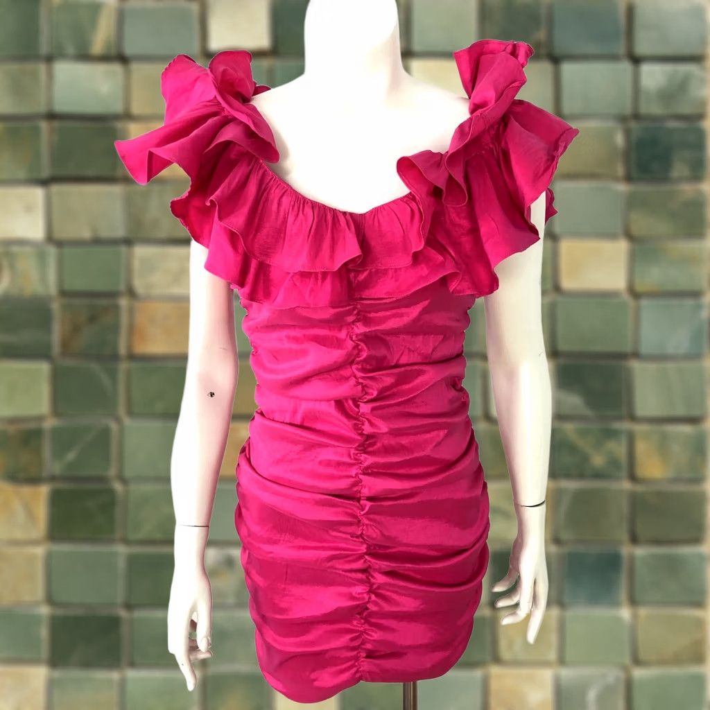 Vintage Lovers + Friends Nikolina Ruched Mini Above Knee Dress Pink Shirt? Size S / US 4 / IT 40 - 1 Thumbnail