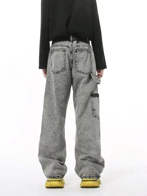 Jean Washed Black Grey Relaxed Wide Leg Hip Hop Jeans Size US 30 / EU 46 - 2 Thumbnail