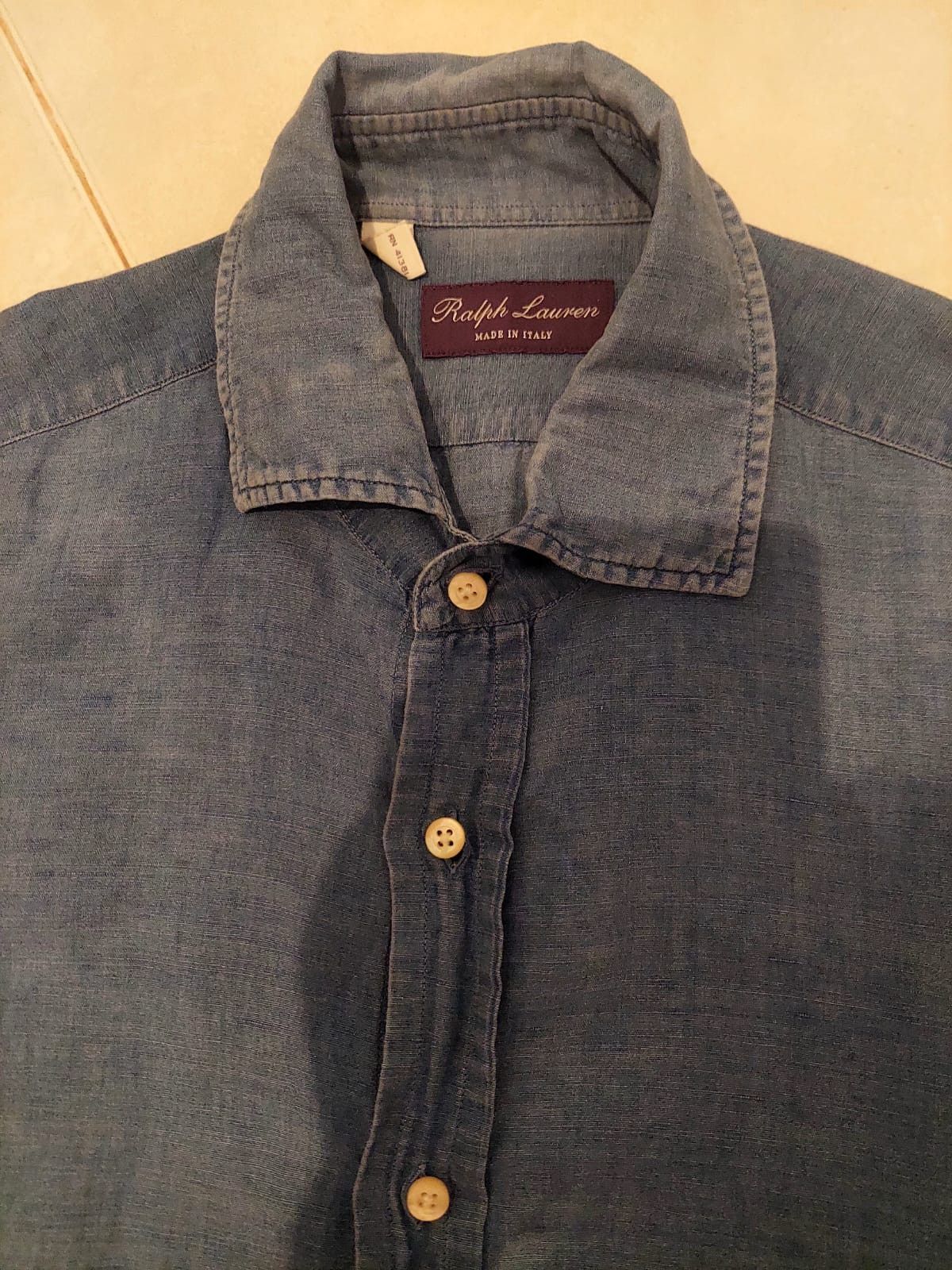 Ralph Lauren Purple Label RLPL Linen Cotton Shirt Engraved Buttons Size US L / EU 52-54 / 3 - 6 Thumbnail