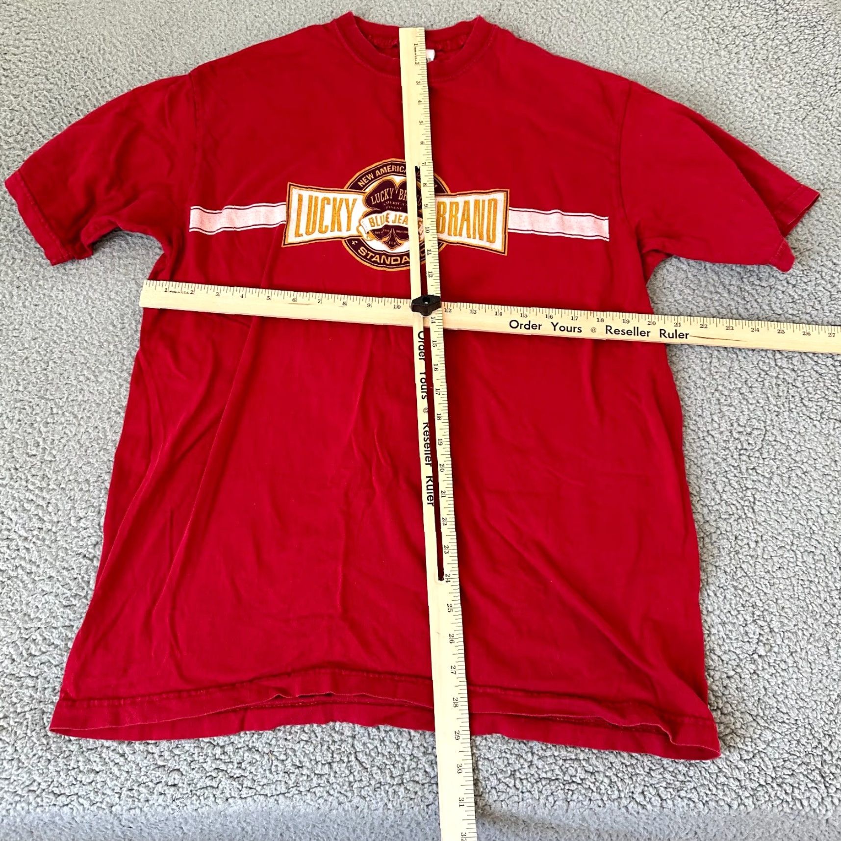 Lucky Brand Lucky Brand Shirt Adult M Red Crew Neck Short Sleeve Cotton Men's Tee Casual All Seasons Breathing Pockets Made in USA Size US M / EU 48-50 / 2 - 5 Thumbnail