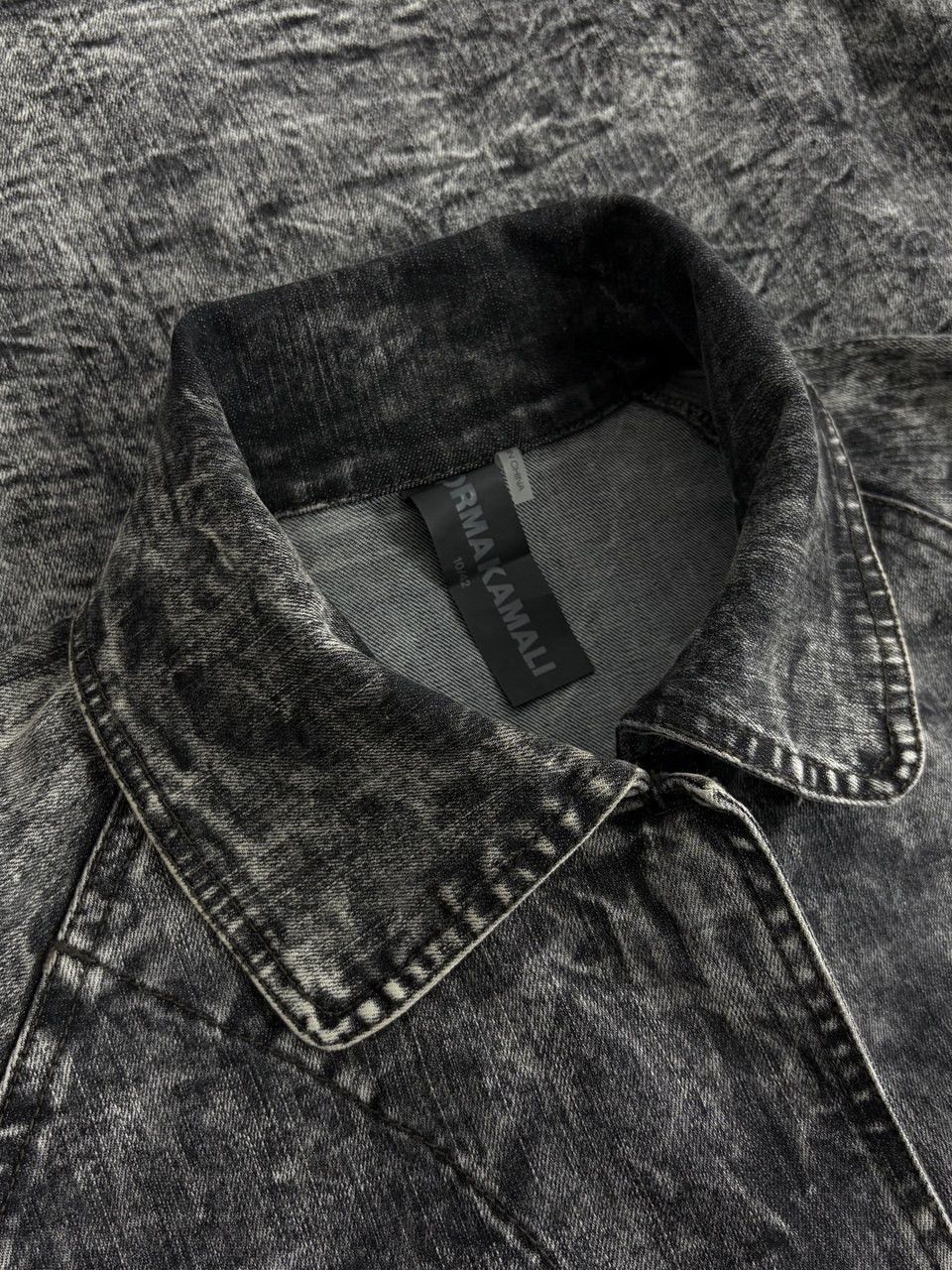 Norma Kamali Norma Kamali Black Acid Washed Denim A-Line Jacket Coat Size L / US 10 / IT 46 - 16 Thumbnail