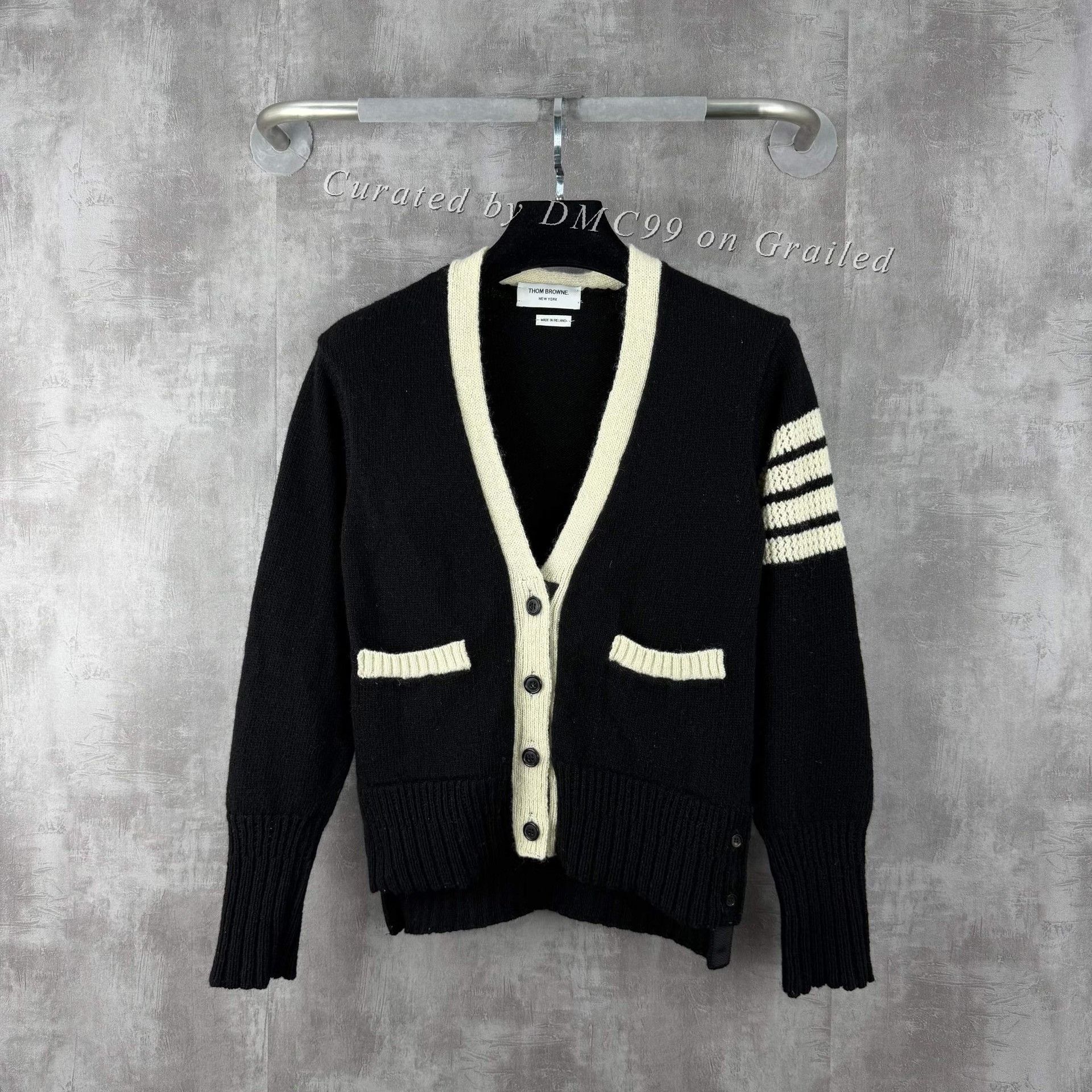 Thom Browne Thom Browne Black White Wool Cardigan Size XS / US 0-2 / IT 36-38 - 1 Thumbnail