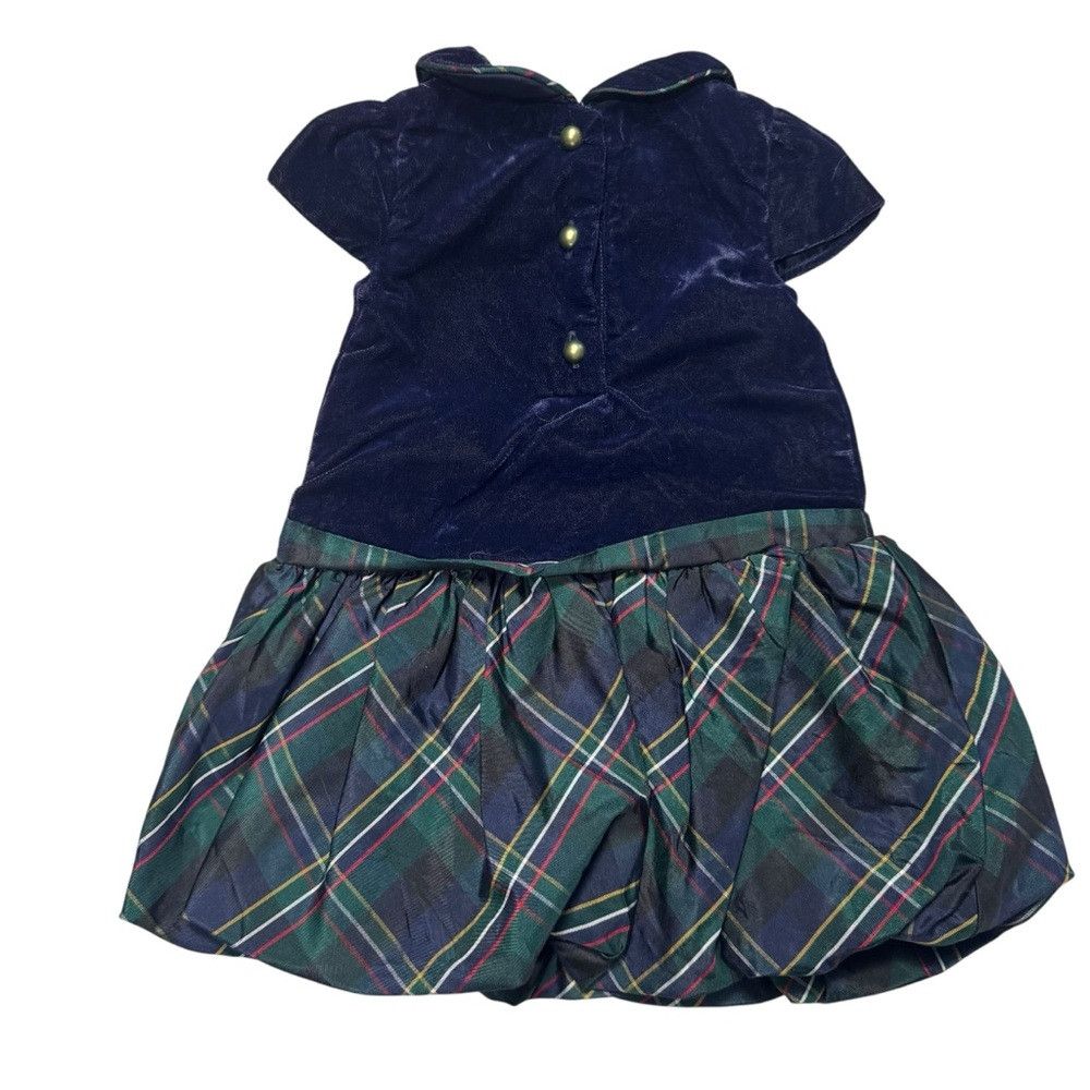 Other Janie and Jack Navy Plaid Velvet Plaid Silk Blend Dress Siz Size XXS / US 00 / IT 34 - 3 Thumbnail