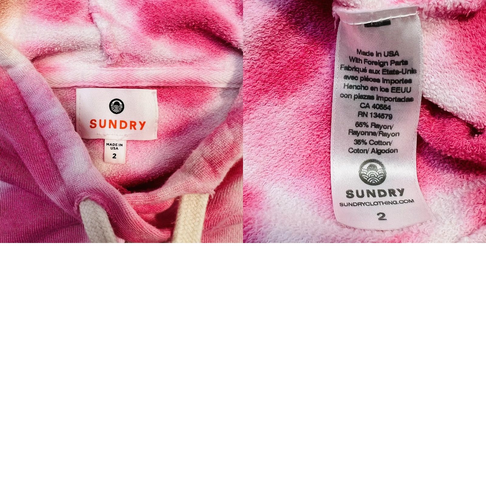 Sundry Sundry Hoodie Womens Size 2 Pink White Tie Dye Pullover Sweatshirt Made USA Cozy Pullover Hooded Long Sleeve Tie Dye Sweatshirt Women's 2 XS-Plus? Size XS / US 0-2 / IT 36-38 - 8 Thumbnail