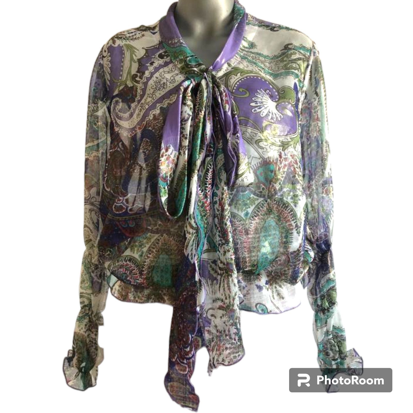 Flowy airy Chiffon Blouse sz L