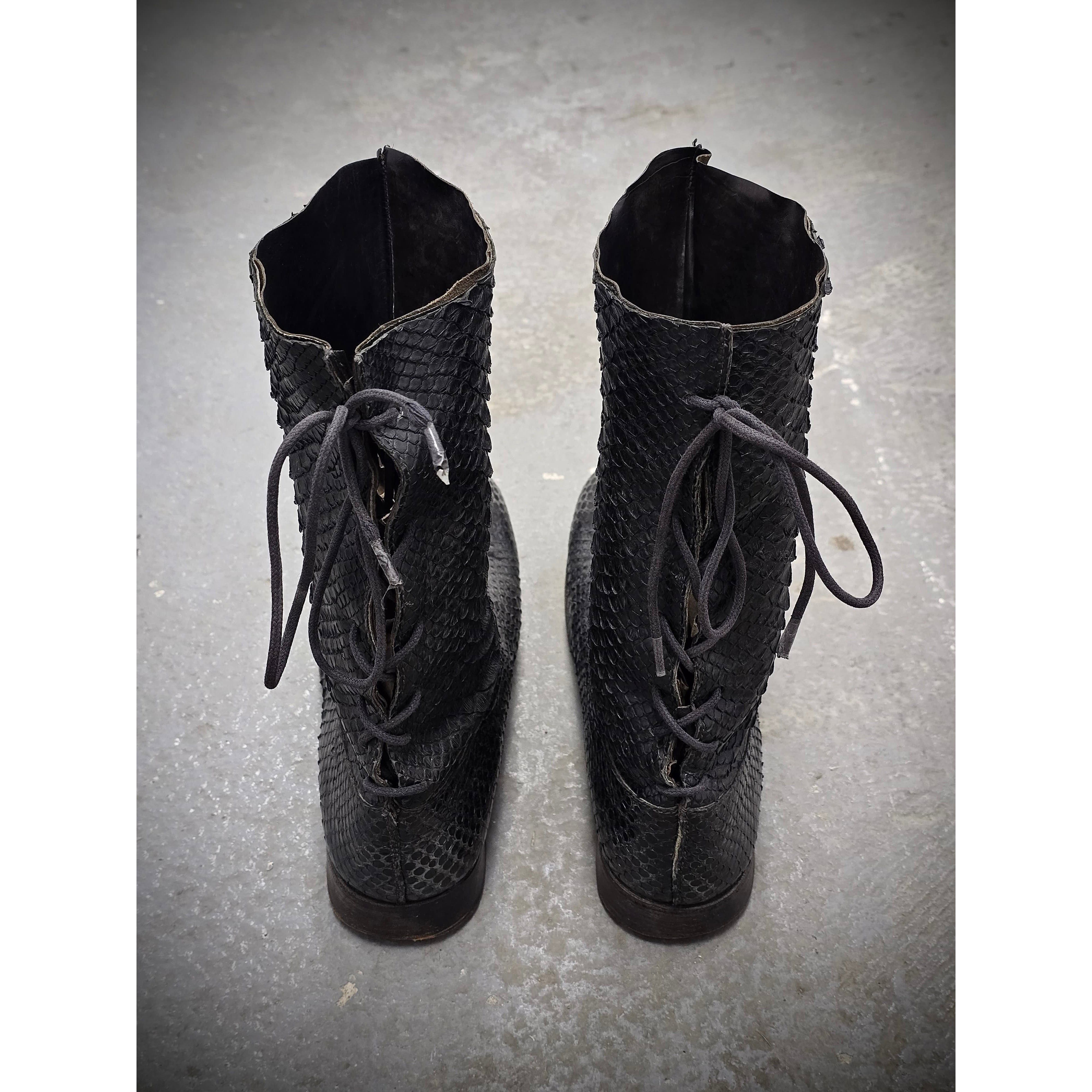 Carpe Diem Carpe Diem Early Charcoal Python Skin Back-Lace Boots Size US 10 / EU 43 - 8 Thumbnail