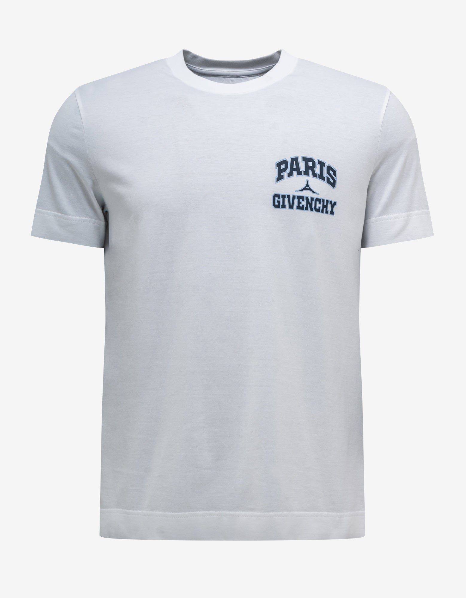 image of Givenchy White College Logo T-Shirt, Men's (Size 2XL)