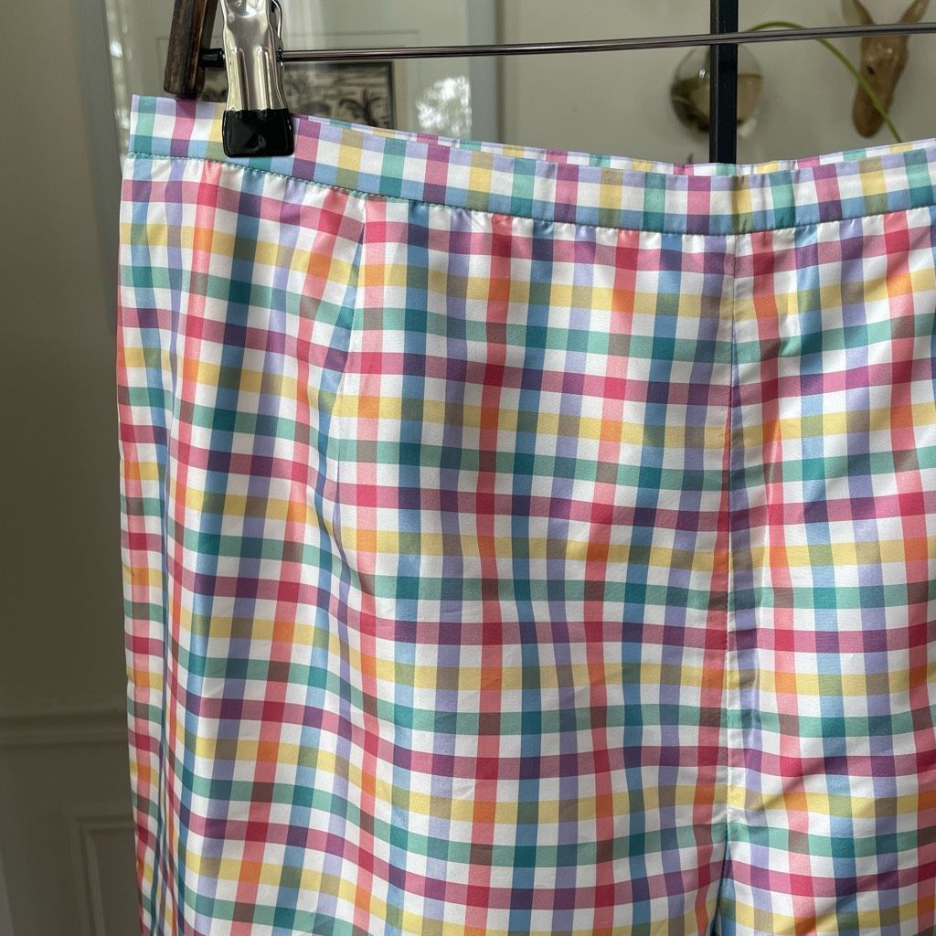 Other Talbots 100% Silk Ankle Crop Colorful Plaid Pants 14 Size 36" / US 14 / IT 50 - 2 Thumbnail