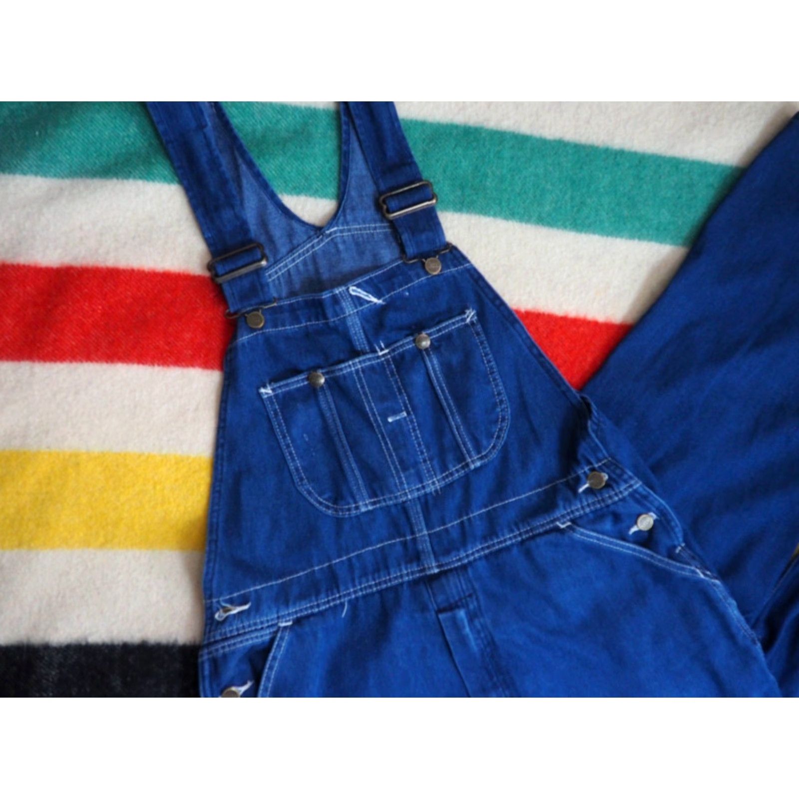 Sears VTG Sears Roebucks Denim Overalls Jeans Bibs 37x31 Blue 1990s Military/Landgirl Casual Mens Women? (Gender not explicit) Size US 37 - 4 Thumbnail