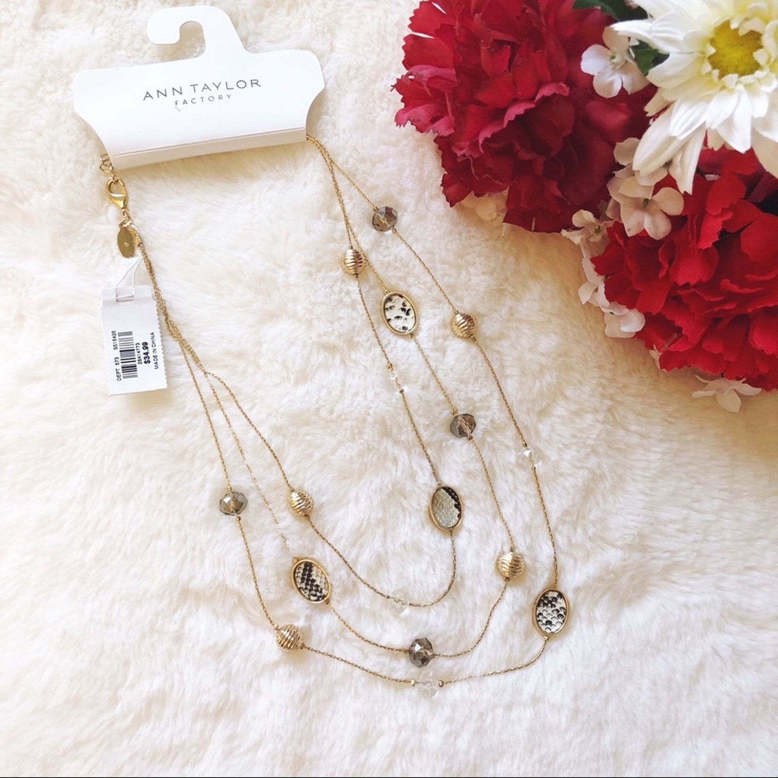 Ann Taylor Ann Taylor Gold Snake Print Illusion Necklace Size ONE SIZE - 4 Thumbnail