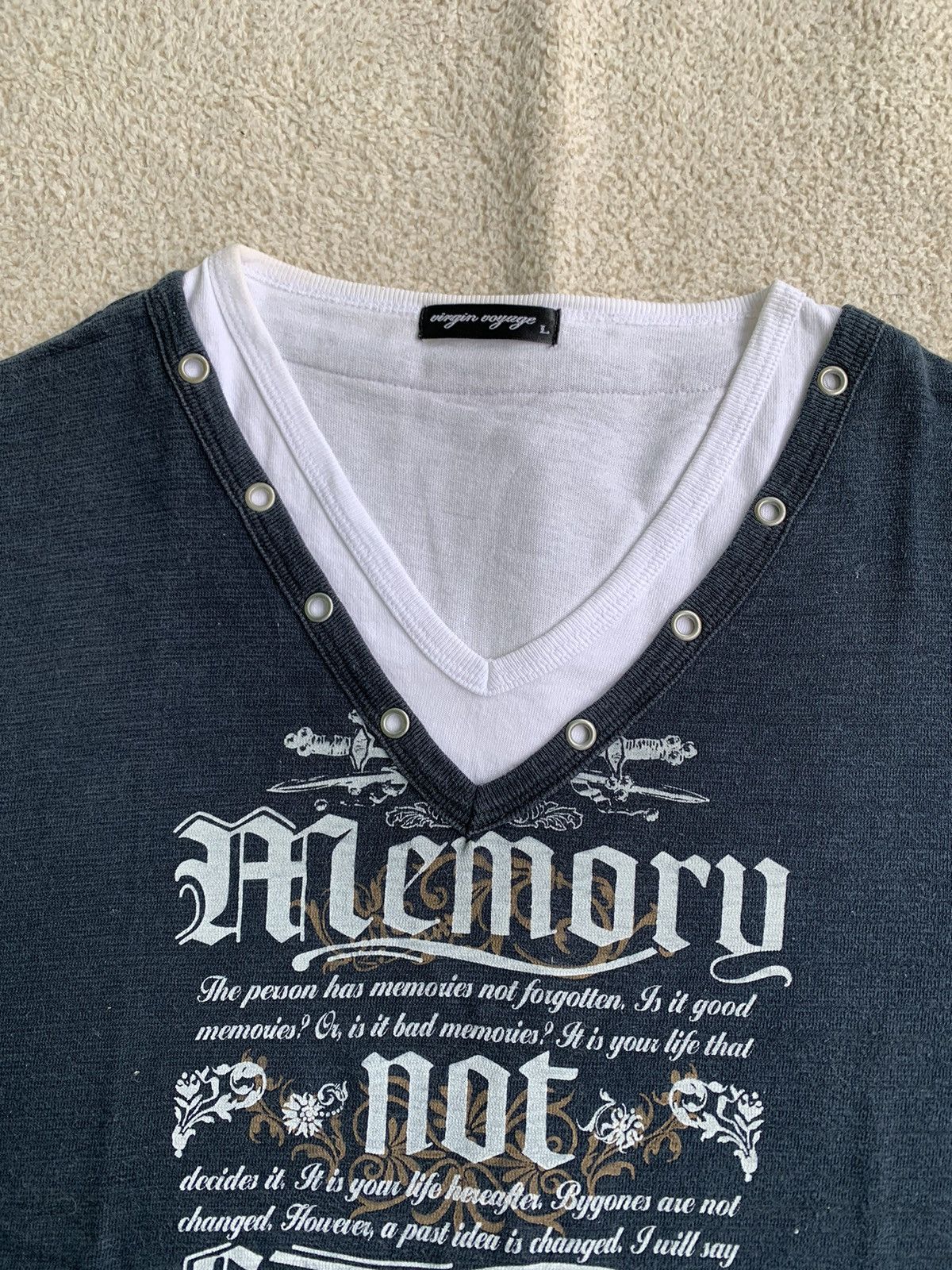If Six Was Nine × Japanese Brand × Le Grande Bleu (L.G.B.) VTG Virgin Voyage Double Layered Poem T Shirt Size US M / EU 48-50 / 2 - 5 Thumbnail