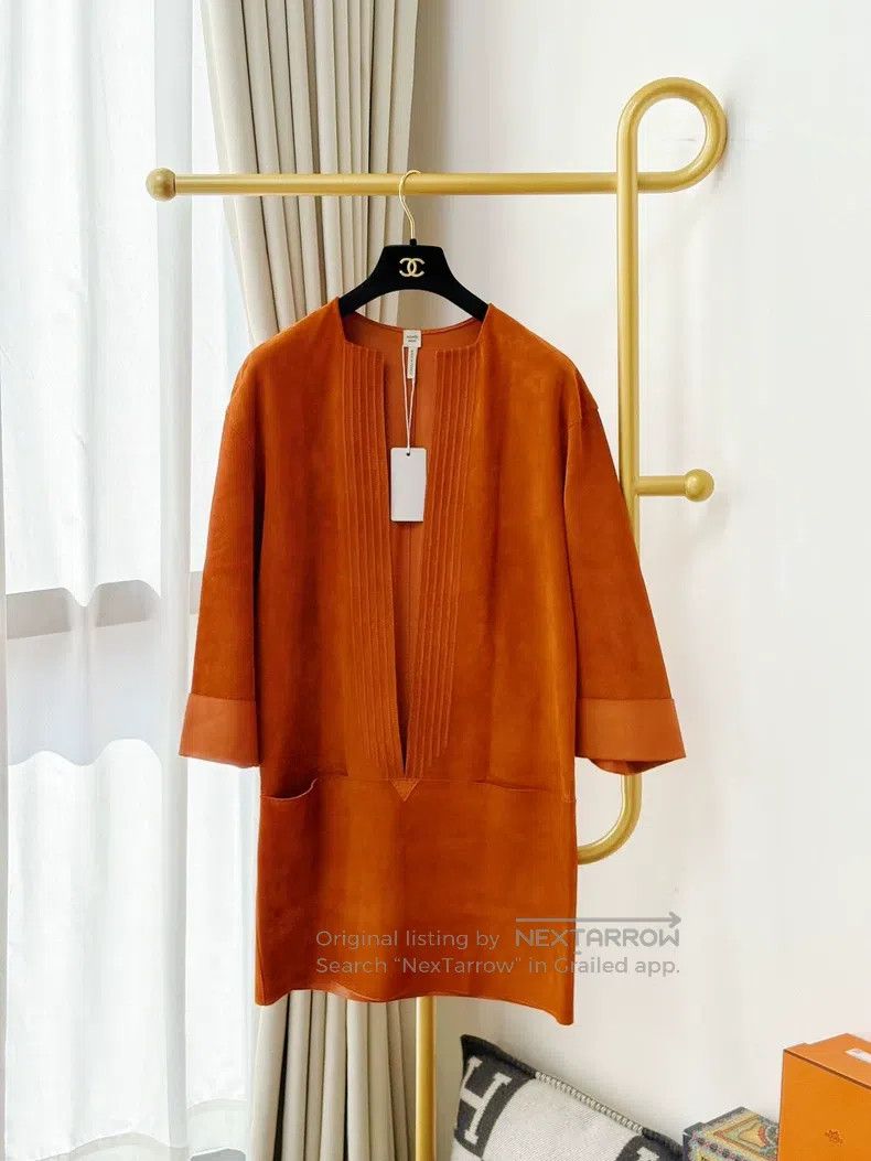 Hermes Hermes Brown Suede Long Sleeve Dress Size XS / US 0-2 / IT 36-38 - 2 Thumbnail