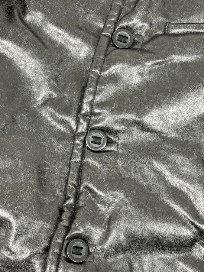 Armani 2000s Armani Black Faux Leather Fur Collar Jacket Size US L / EU 52-54 / 3 - 9 Thumbnail