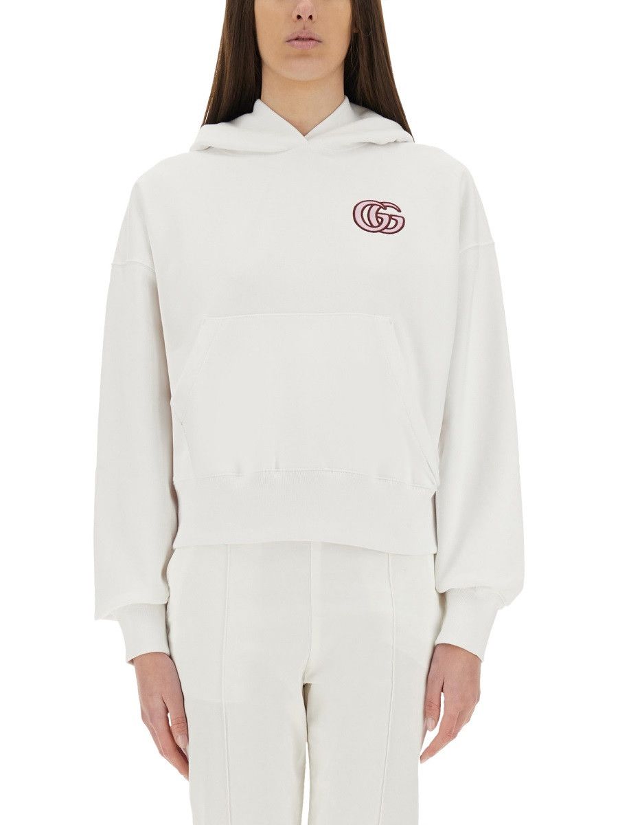 Gucci GUCCI COTTON SWEATSHIRT WITH EMBROIDERY - WHITE Size S / US 4 / IT 40 - 1 Thumbnail