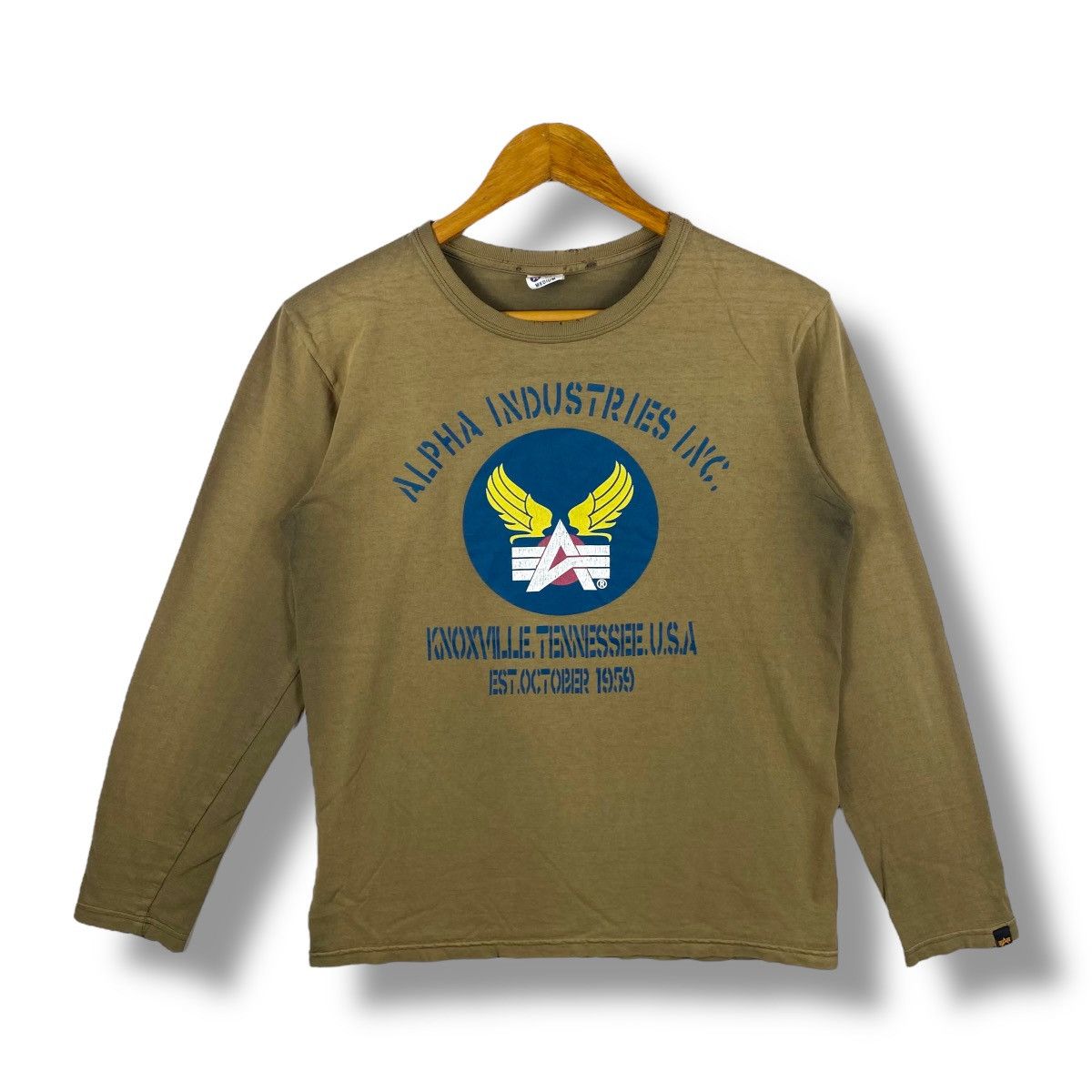 Alpha Industries Distressed ALPHA INDUSTRIES Logo Graphic Faded Longsleeve Size US M / EU 48-50 / 2 - 1 Thumbnail