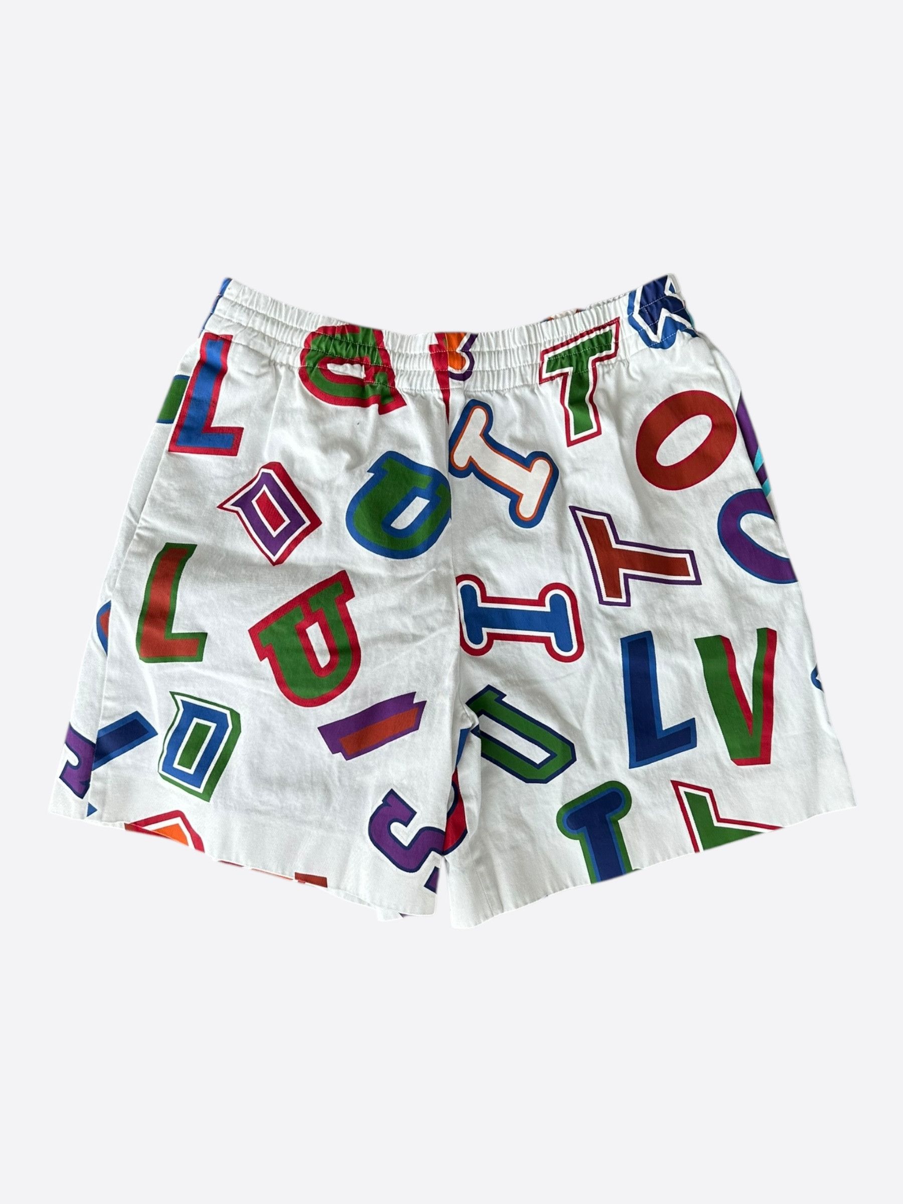 Louis Vuitton Louis Vuitton NBA White Multicolor Letter Shorts Size US 34 / EU 50 - 1 Thumbnail