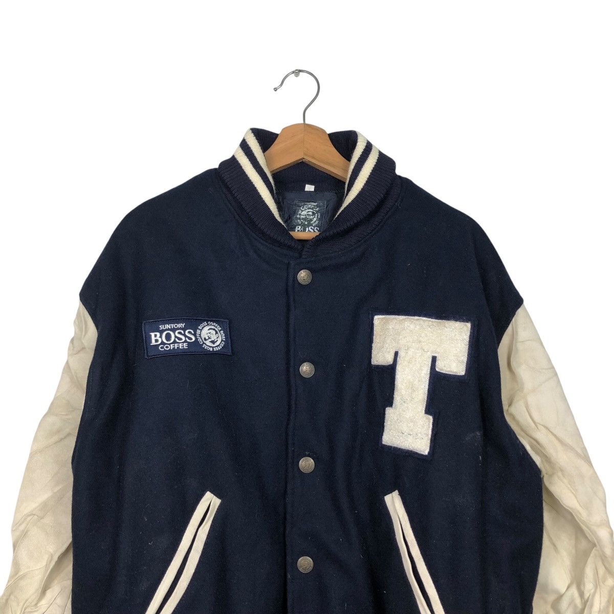 Japanese Brand 📌Vintage Leather Jacket Bomber Suntory Boss Coffee Big Logo Size US L / EU 52-54 / 3 - 5 Thumbnail