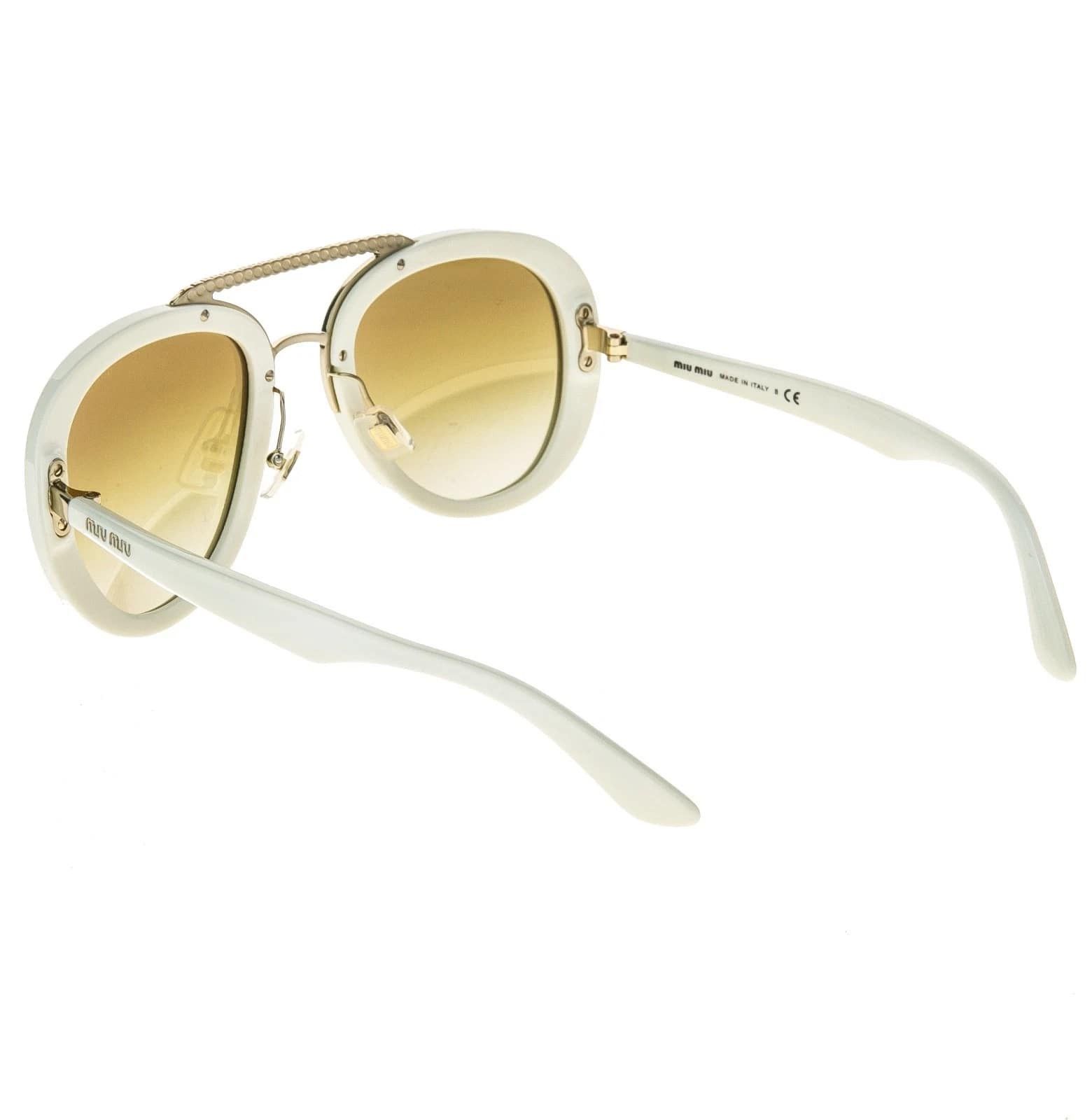 Miu Miu MIU MIU MU05VS COLLECTION 05V White Silver Aviator Sunglass Size ONE SIZE - 7 Thumbnail