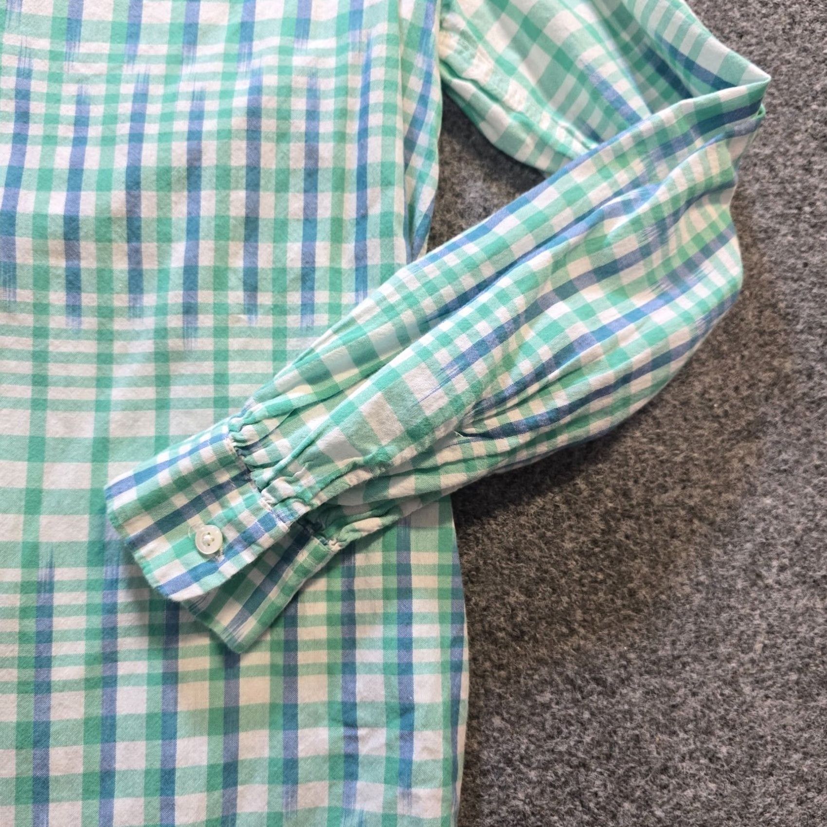 J.Crew J.CREW Top Womens Size 6 Blue Green Striped Plaid Popover Long Sleeve Blouse Shirt Casual Mens? Womens Size M / US 6-8 / IT 42-44 - 3 Thumbnail