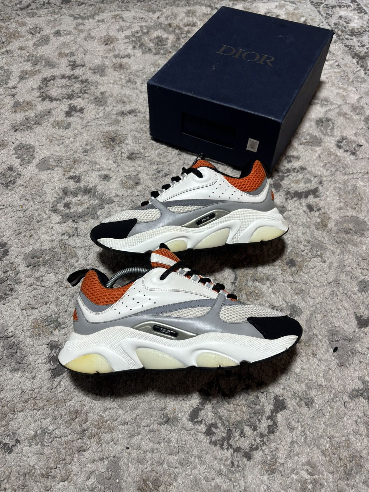 Dior Dior B22 Sneakers White Grey Orange – Size EU 43.5 (US 10.5) Size US 10.5 / EU 43-44 - 3 Thumbnail