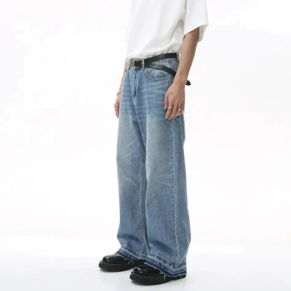 Japanese Brand Retro loose straight leg fringed jeans Size US 32 / EU 48 - 1 Thumbnail