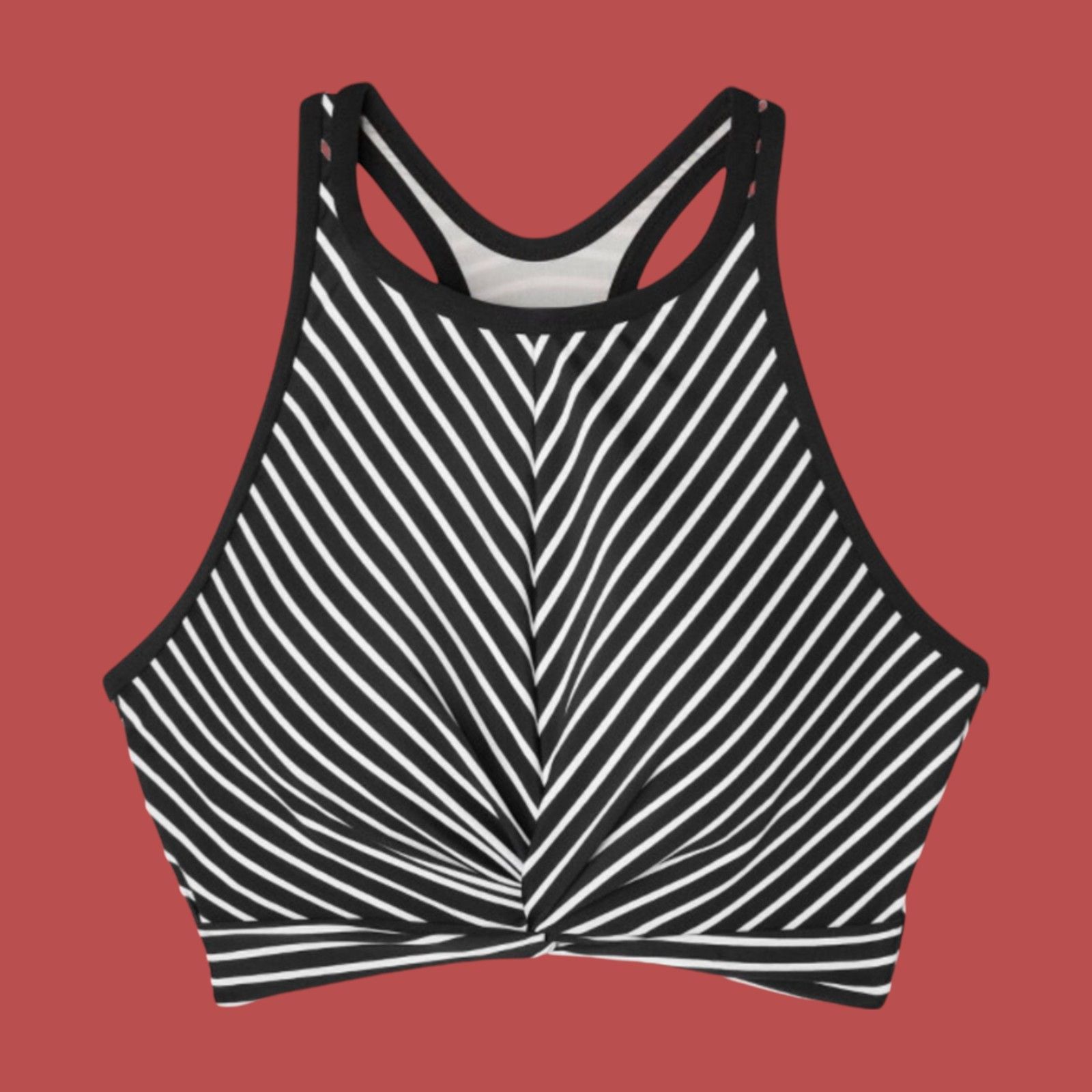 Other Kona Sol - Women's Longline Twist Bikini Top - Black/White - Size ONE SIZE - 3 Thumbnail